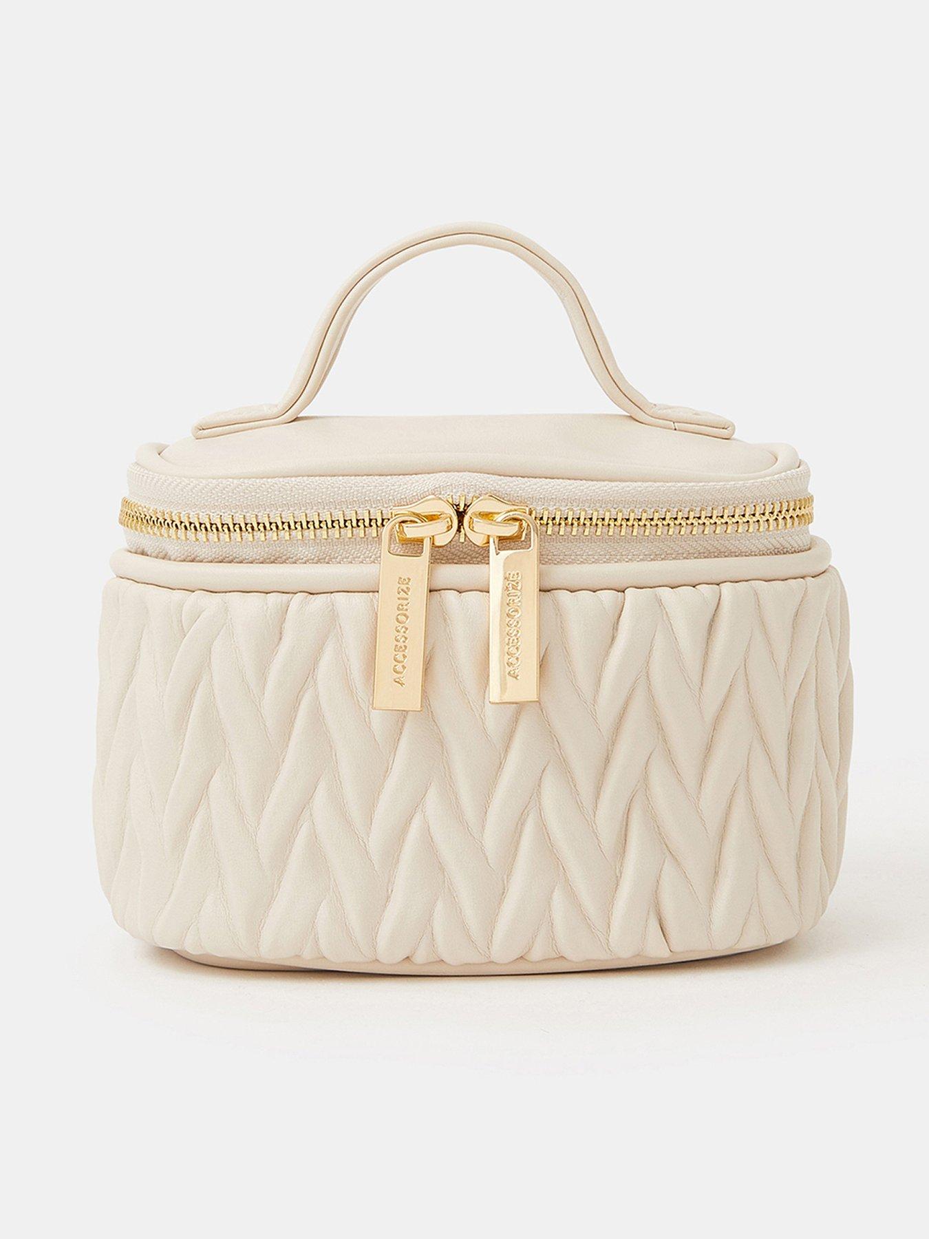 undefined Chevron Quilted Make Up Bag - Cream