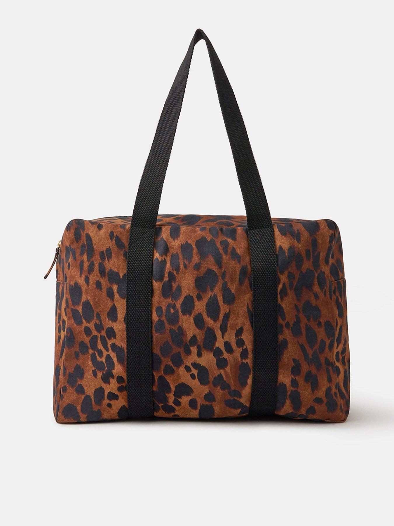 undefined Leopard Print Canvas Weekend Bag - Brown