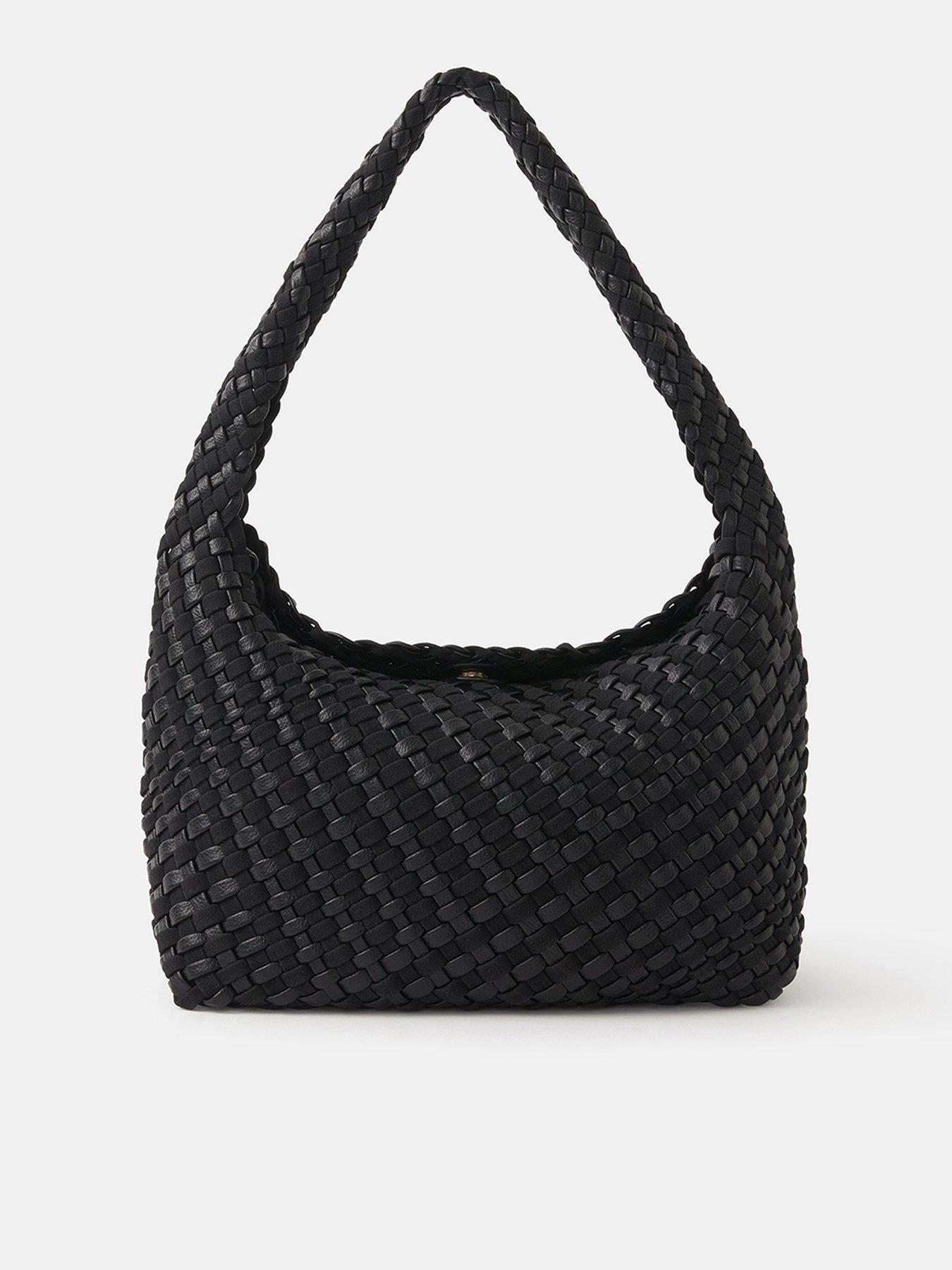 undefined Large Woven Shoulder Bag - Black
