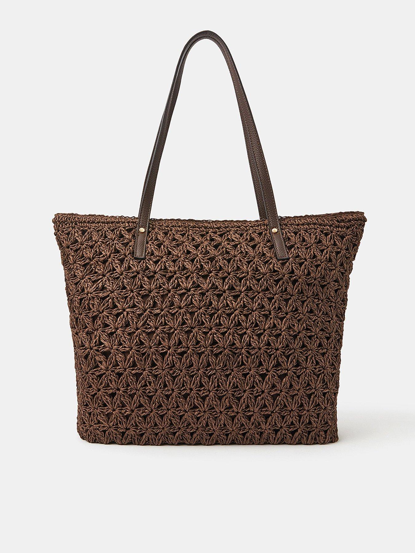 undefined Raffia Tote Bag - Brown