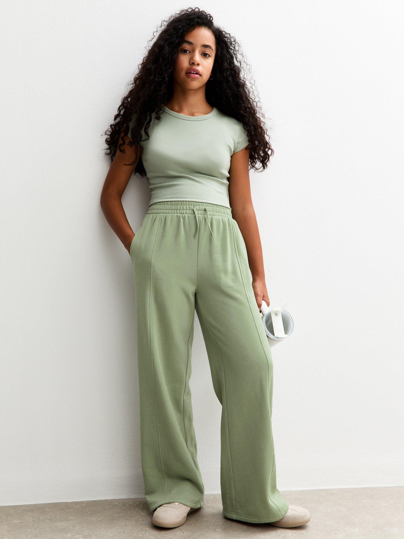 New Look 915 Girls Seam Detail Wide Leg Joggers - Light Khaki