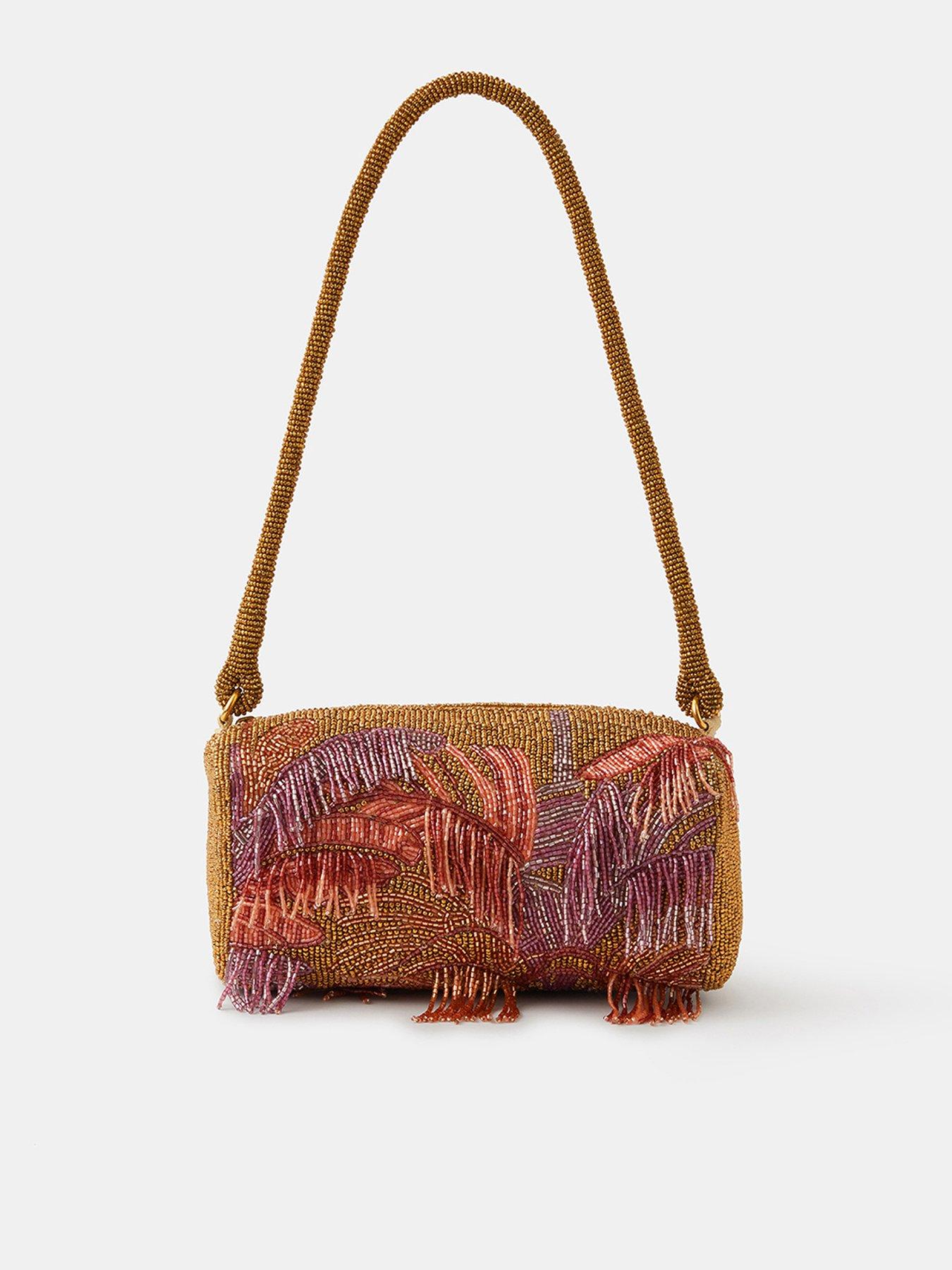 undefined Beaded Fringe Shoulder Bag - Gold