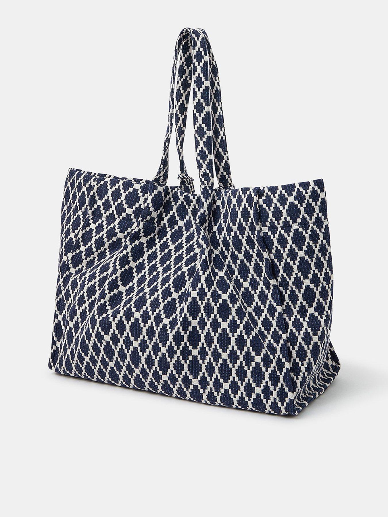 Image 3 of 5 of Accessorize Geometric Tote Bag - Navy