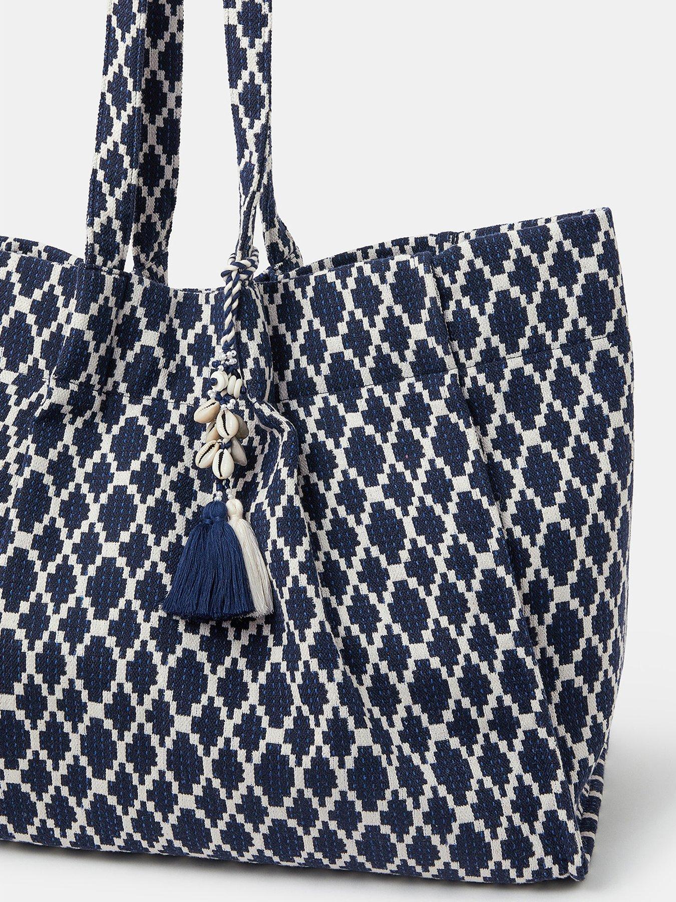 Image 4 of 5 of Accessorize Geometric Tote Bag - Navy