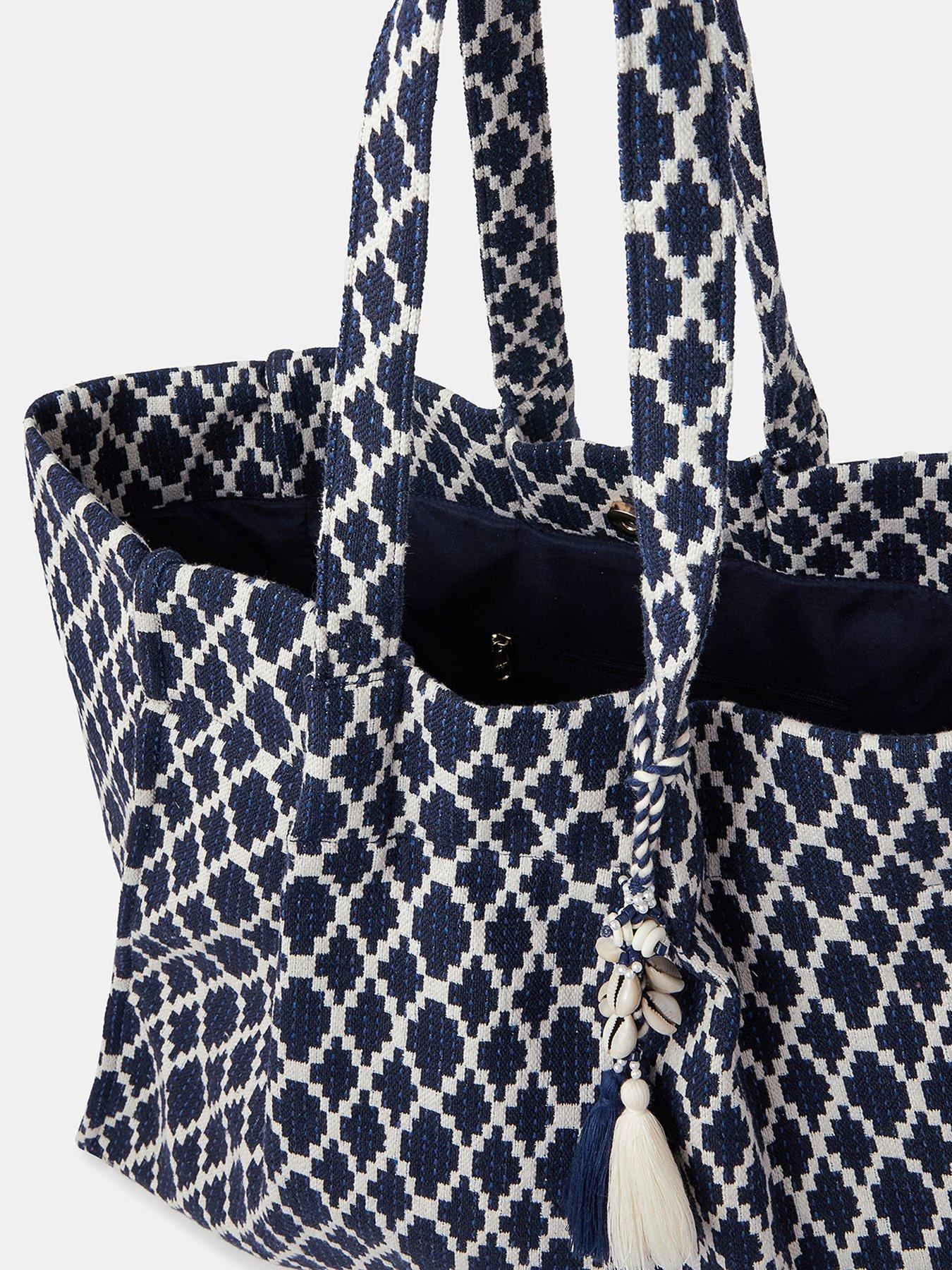 Image 5 of 5 of Accessorize Geometric Tote Bag - Navy