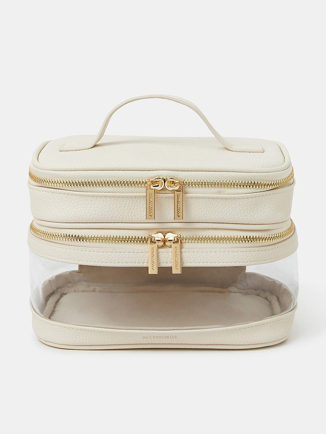 undefined Large Clear Vanity Case - Cream