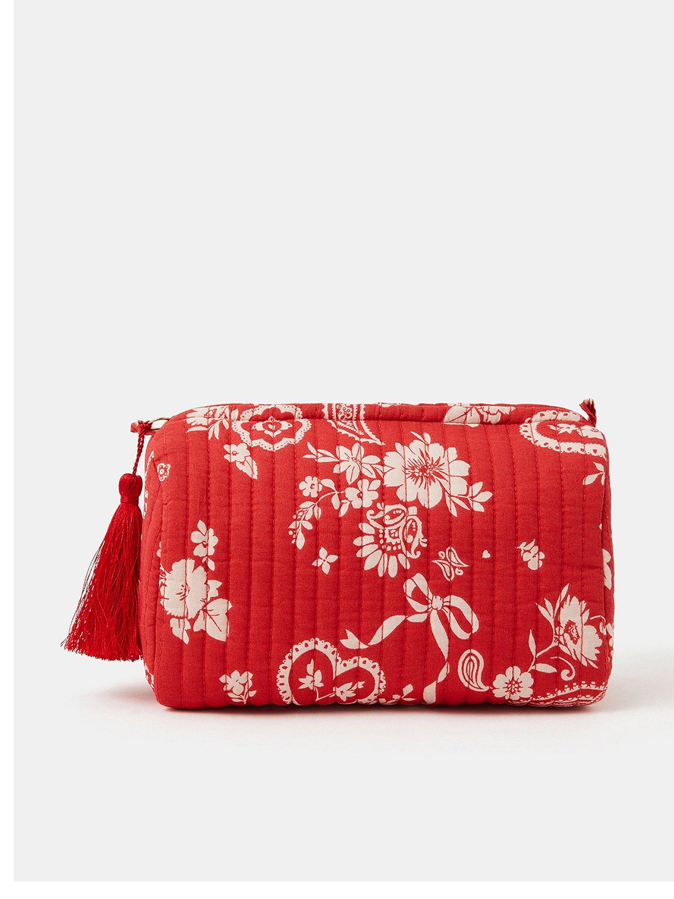 undefined Paisley Heart Quilted Make Up Bag - Red