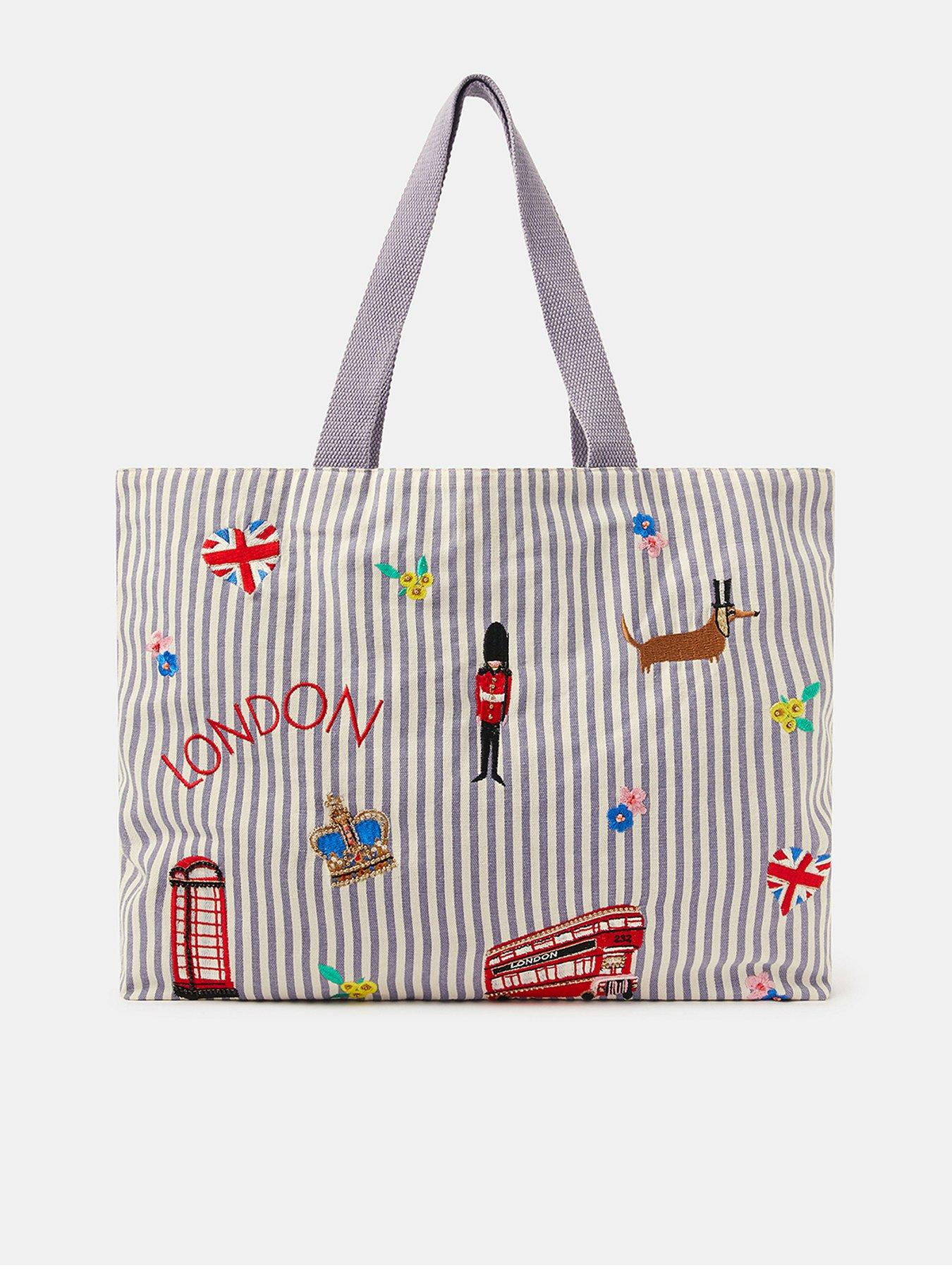 Accessorize London Stripe Shopper Bag - Blue