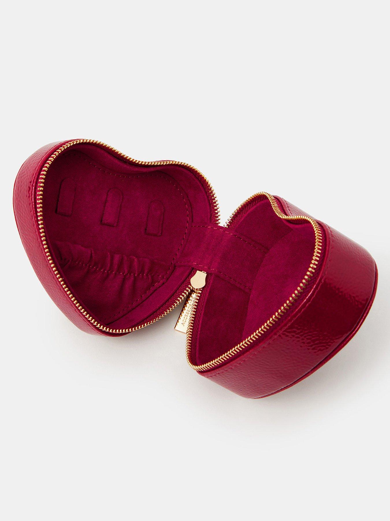Image 2 of 3 of Accessorize Heart Travel Jewellery Box - Red
