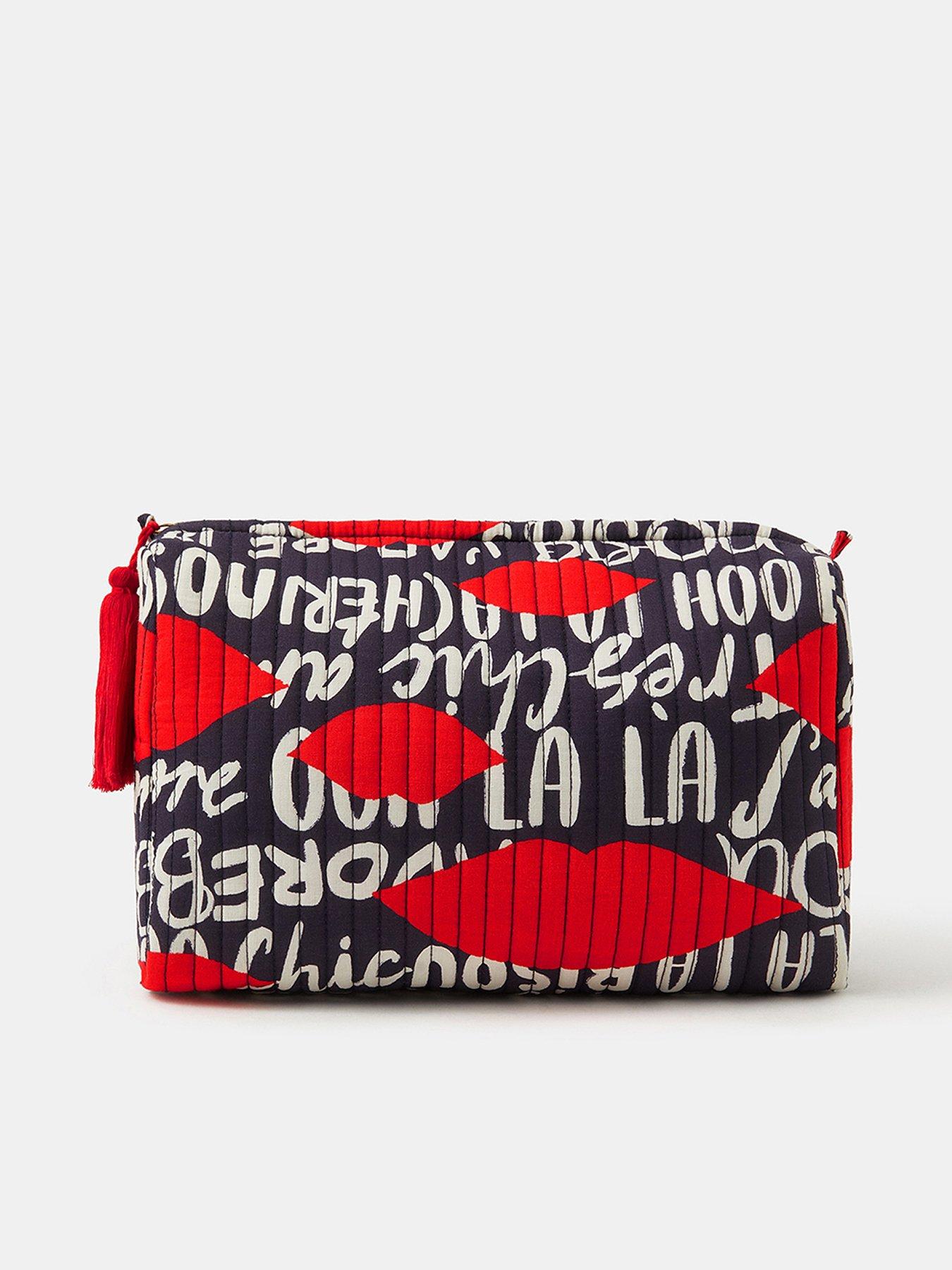 Accessorize Large Paris Print Make Up Bag - Navy