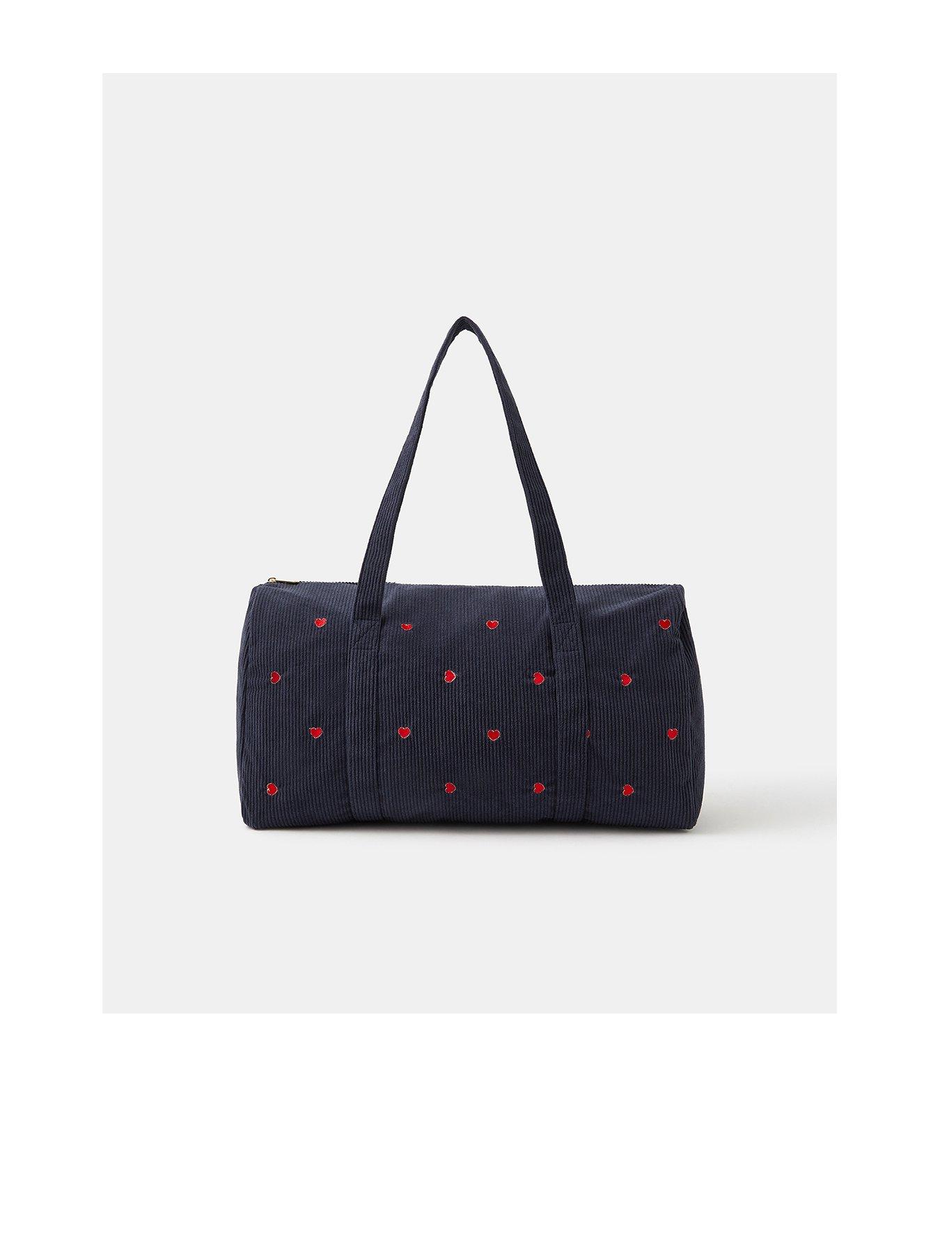 Accessorize Heart Corduroy Duffle Bag - Navy