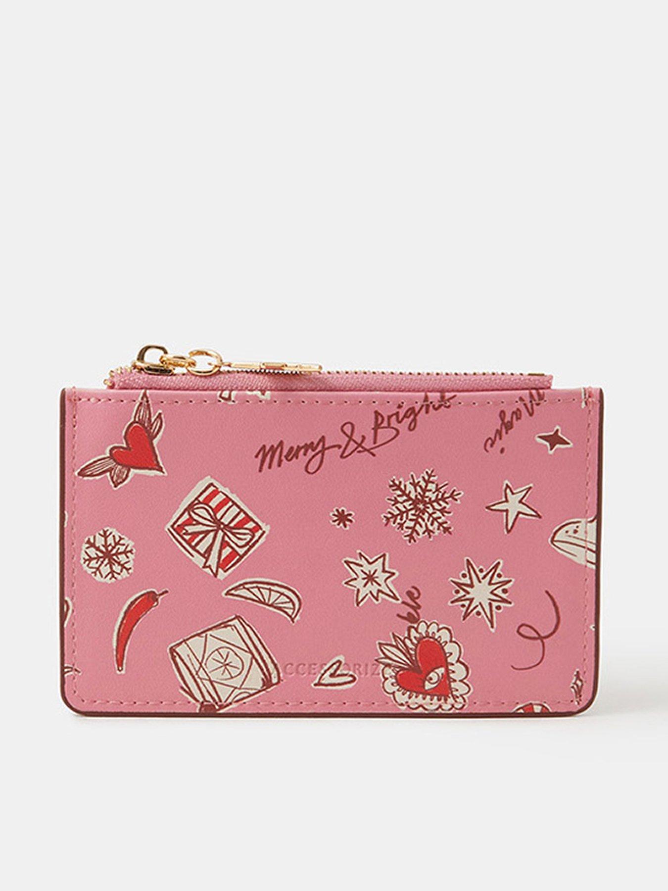 Accessorize Christmas Print Card Holder - Pink