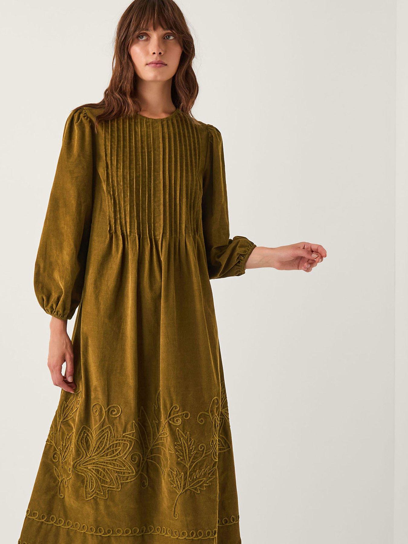 Monsoon Joyce Cord Dress Green Very