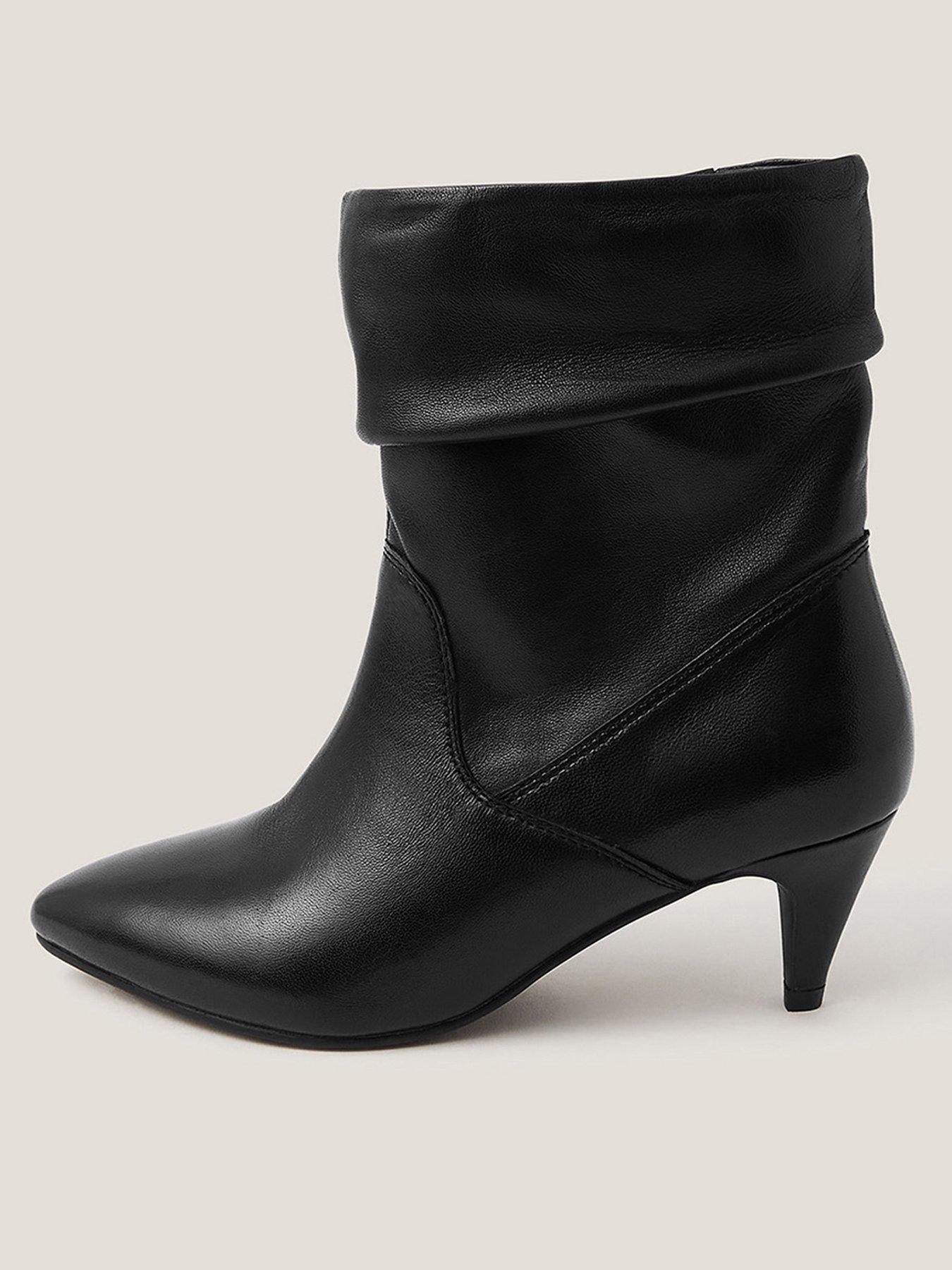 undefined Ria Ruched Leather Boot - Black