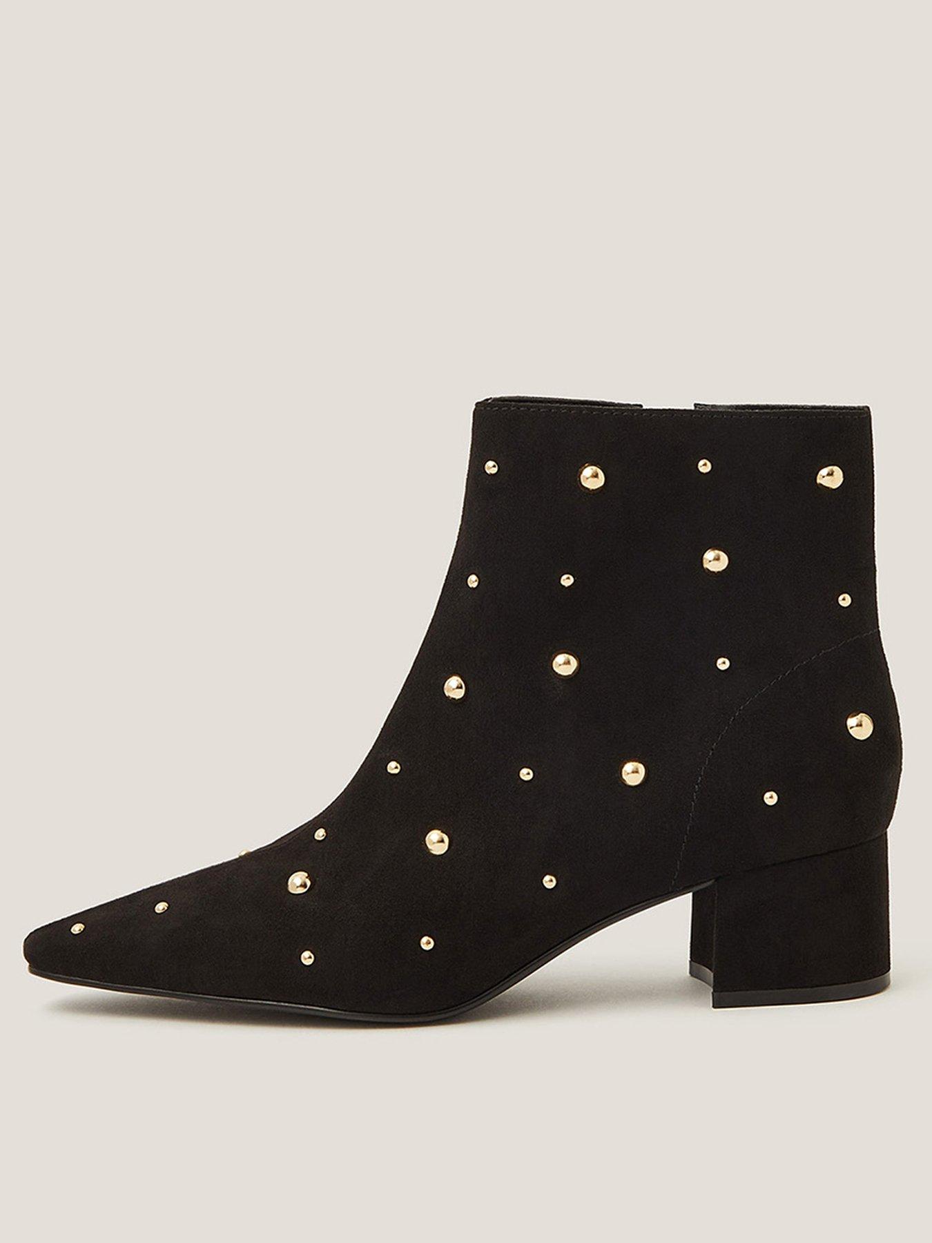 undefined Talia Stud Ankle Boots Black - Black