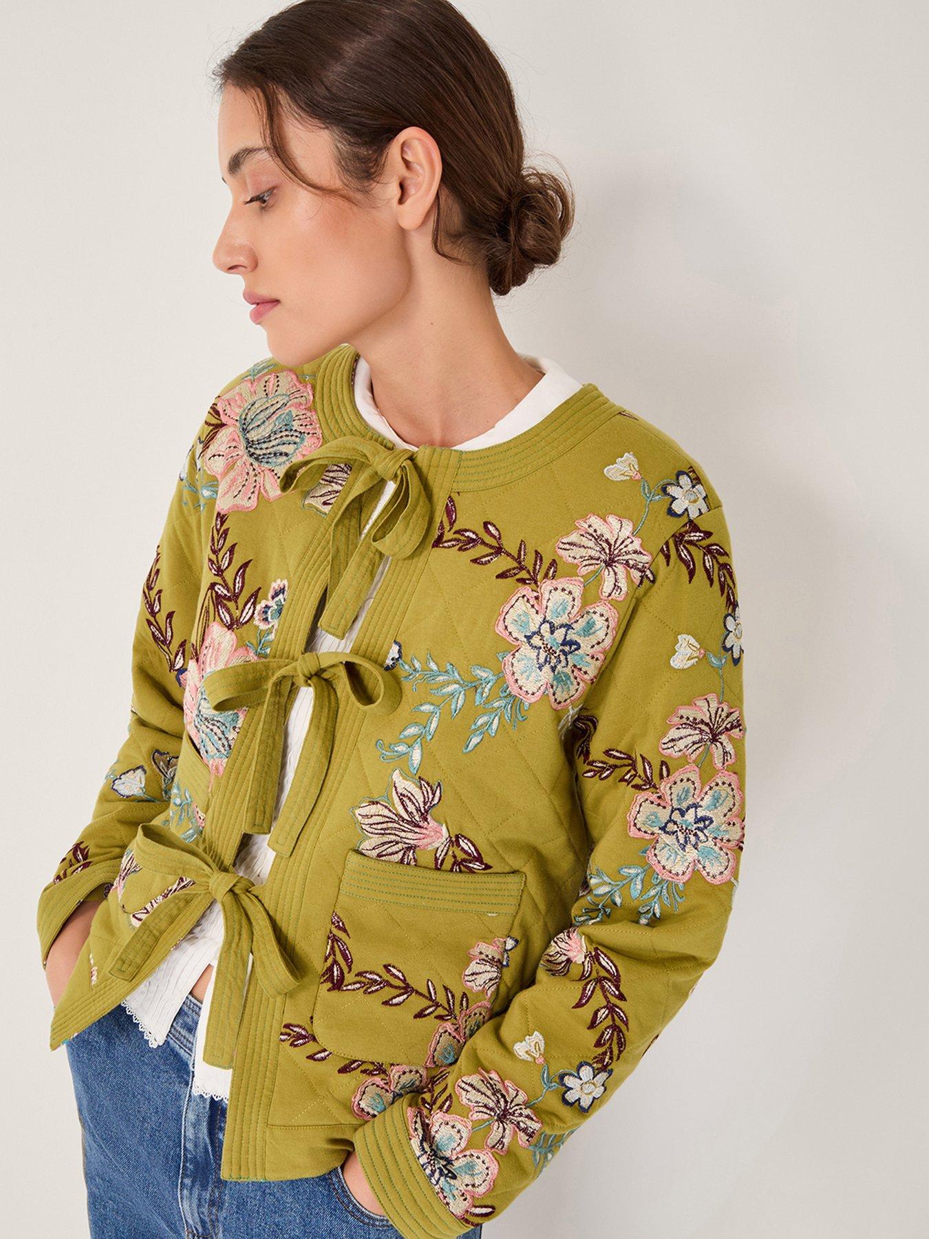 Monsoon Eliza Emb Jersey Jacket - Green