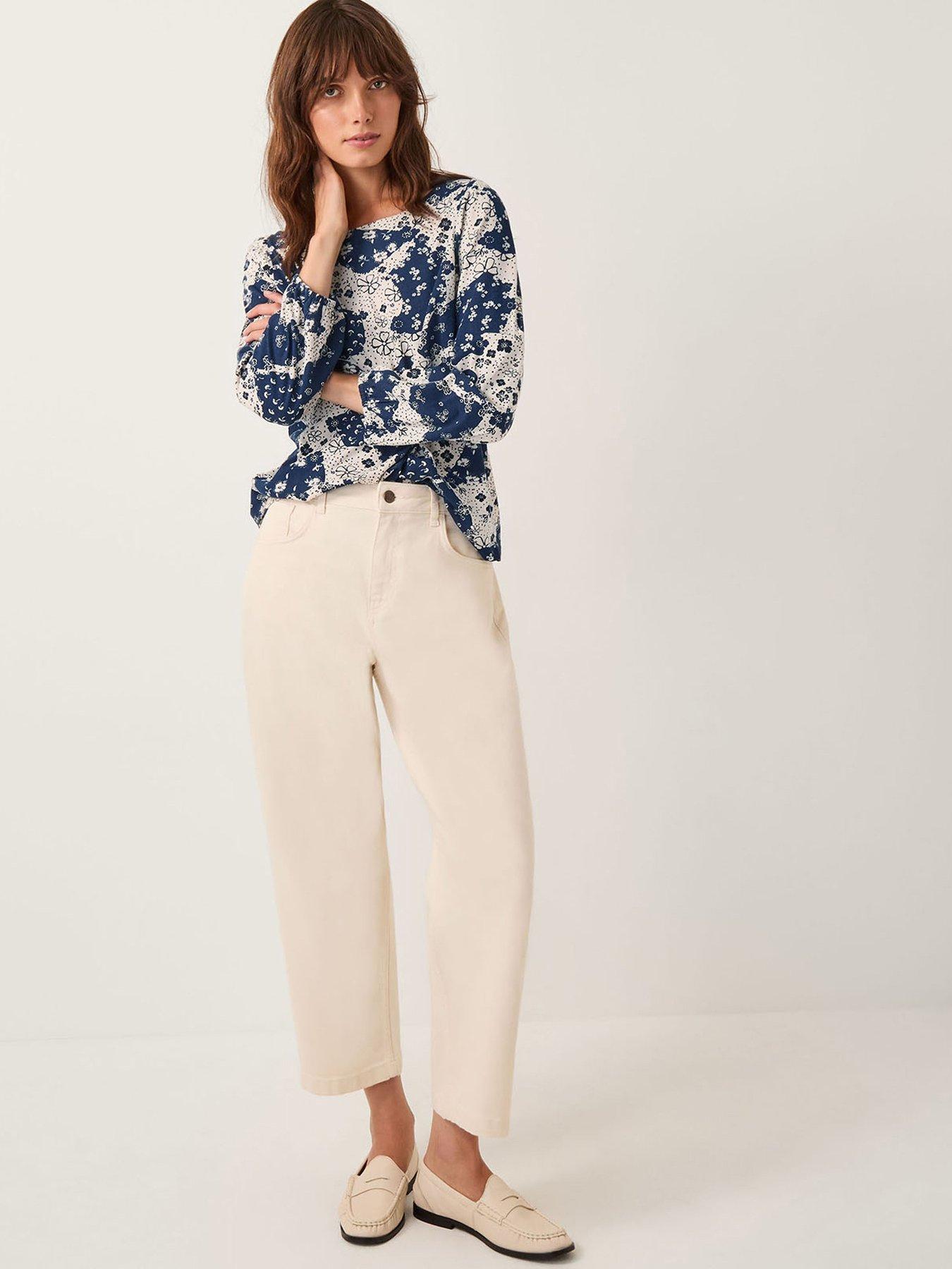 Monsoon Alison Print Jersey Top - Navy
