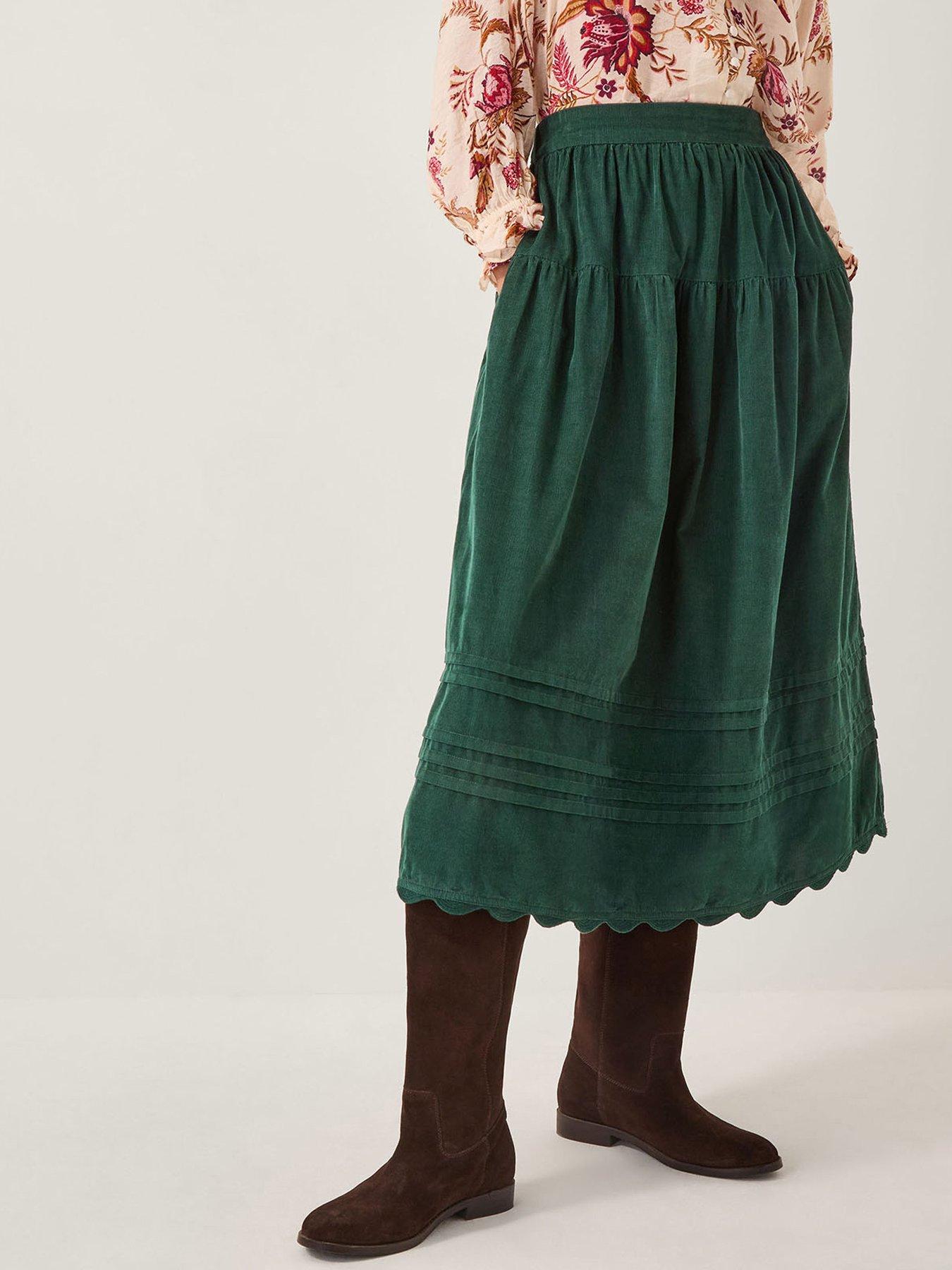 Monsoon Mina Cord Skirt - Green