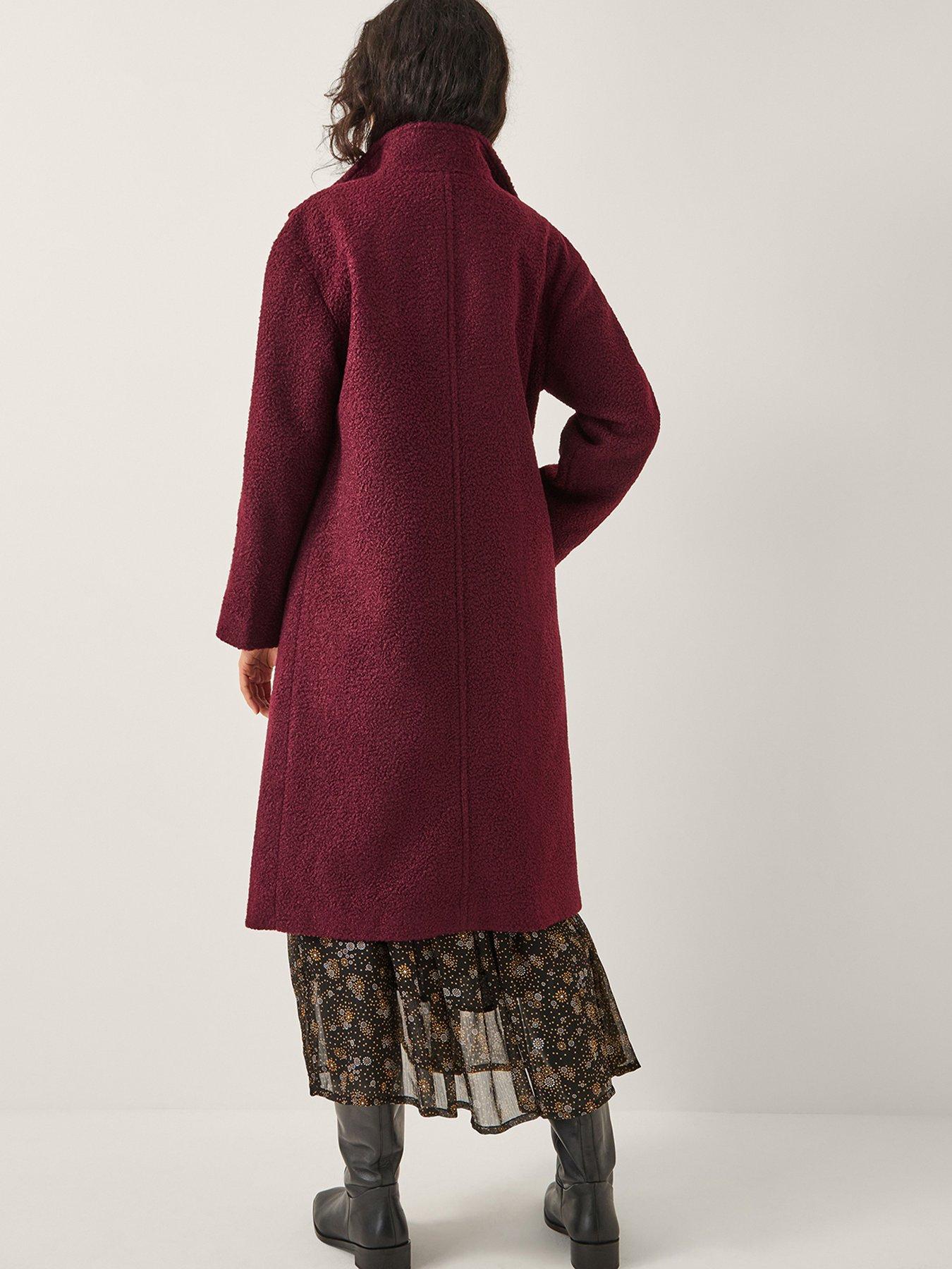 Image 2 of 4 of Monsoon Freya Boucle Coat - Burgundy