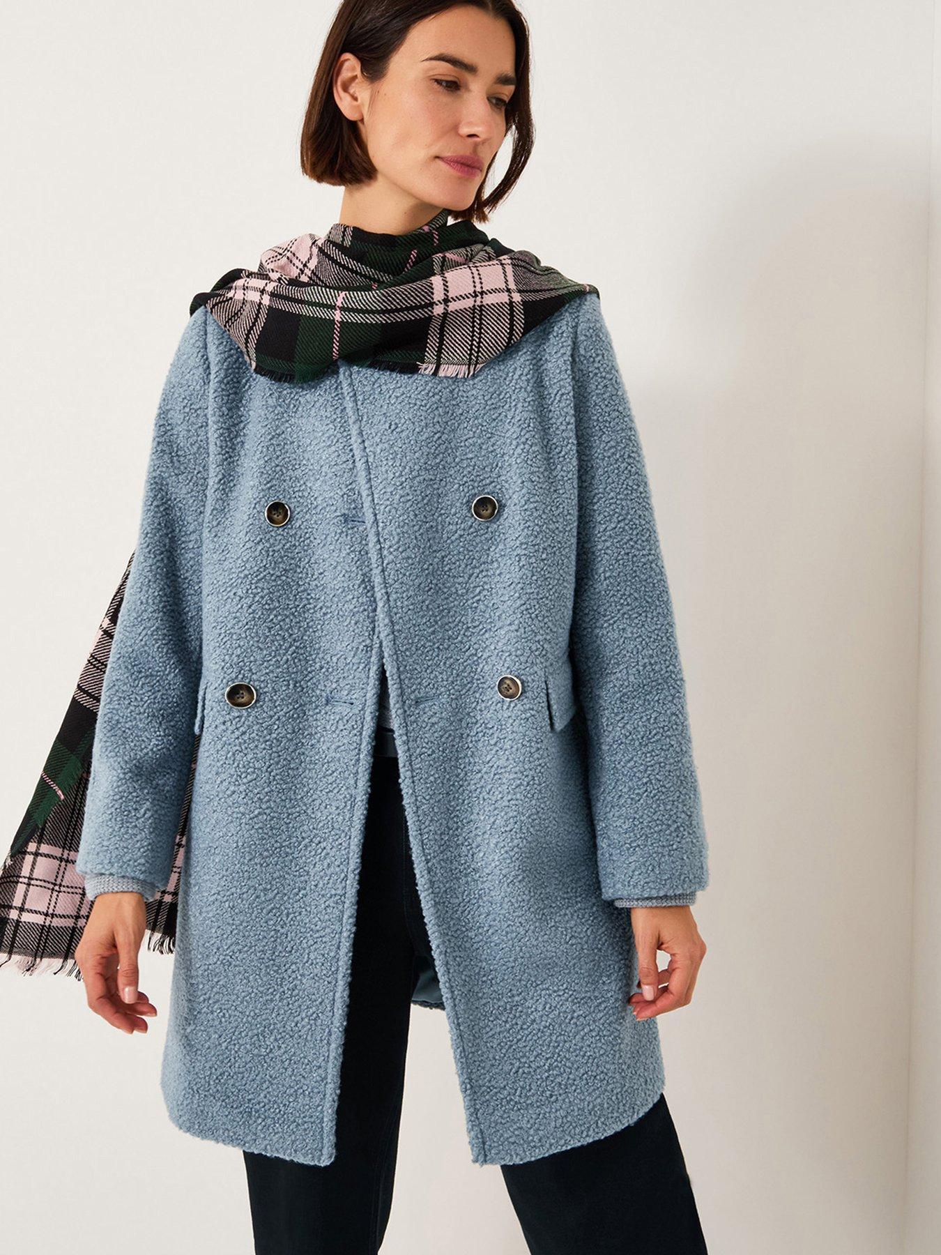 undefined Lily Collarless Coat - Pale Blue