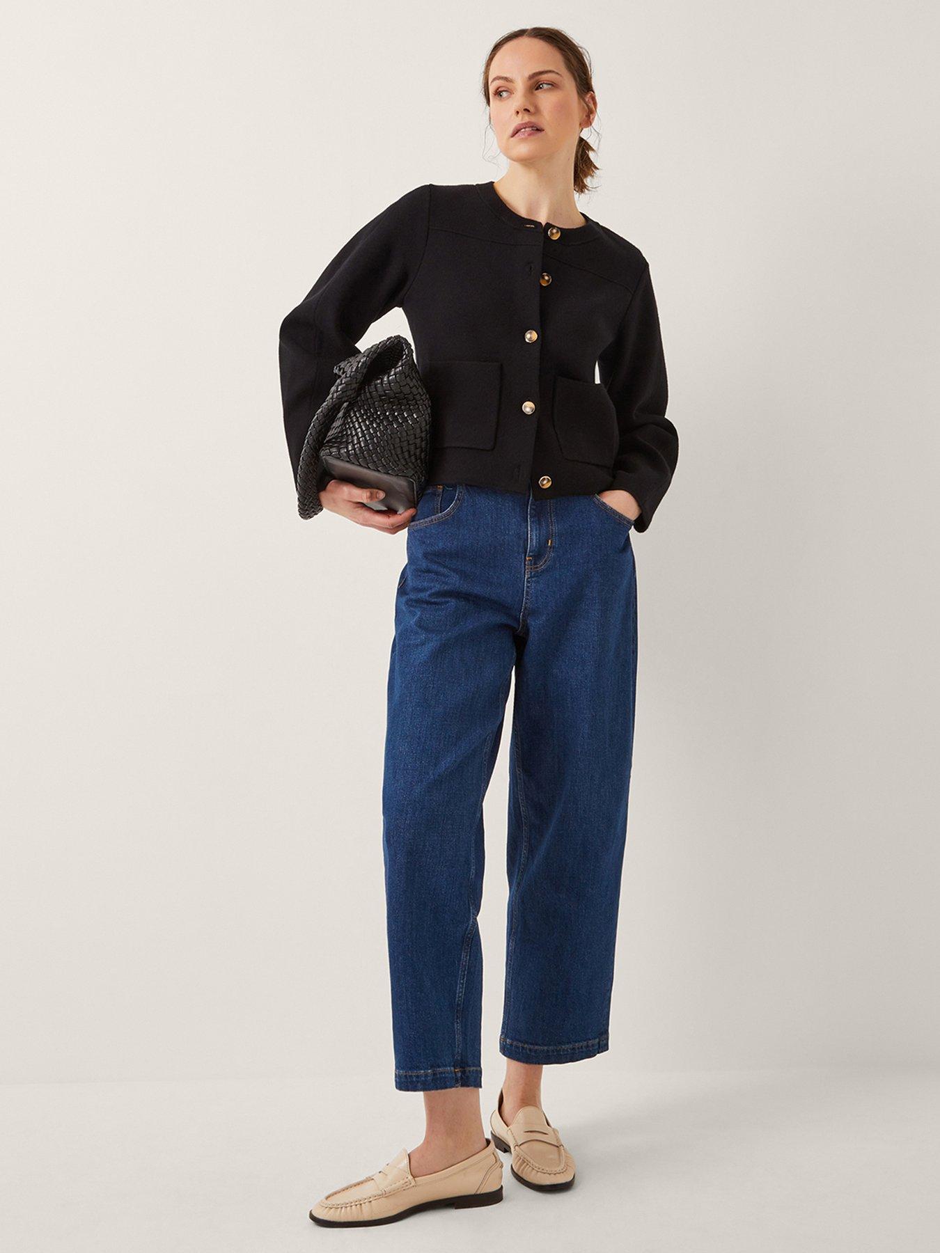 undefined Bria Crew Neck Cardigan Black - Black