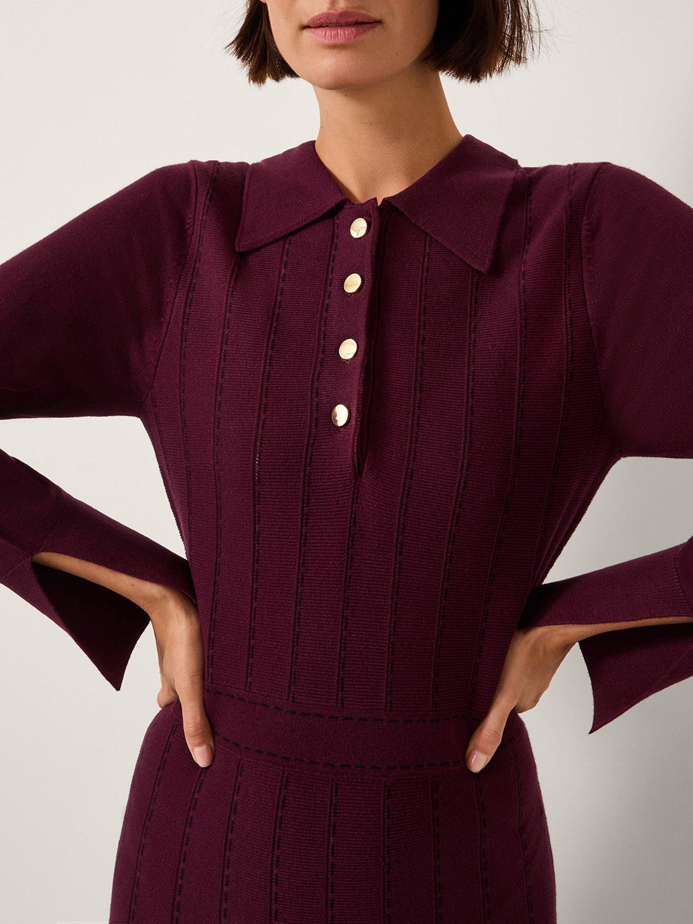 Monsoon Prue Pleat Dress Berry Very