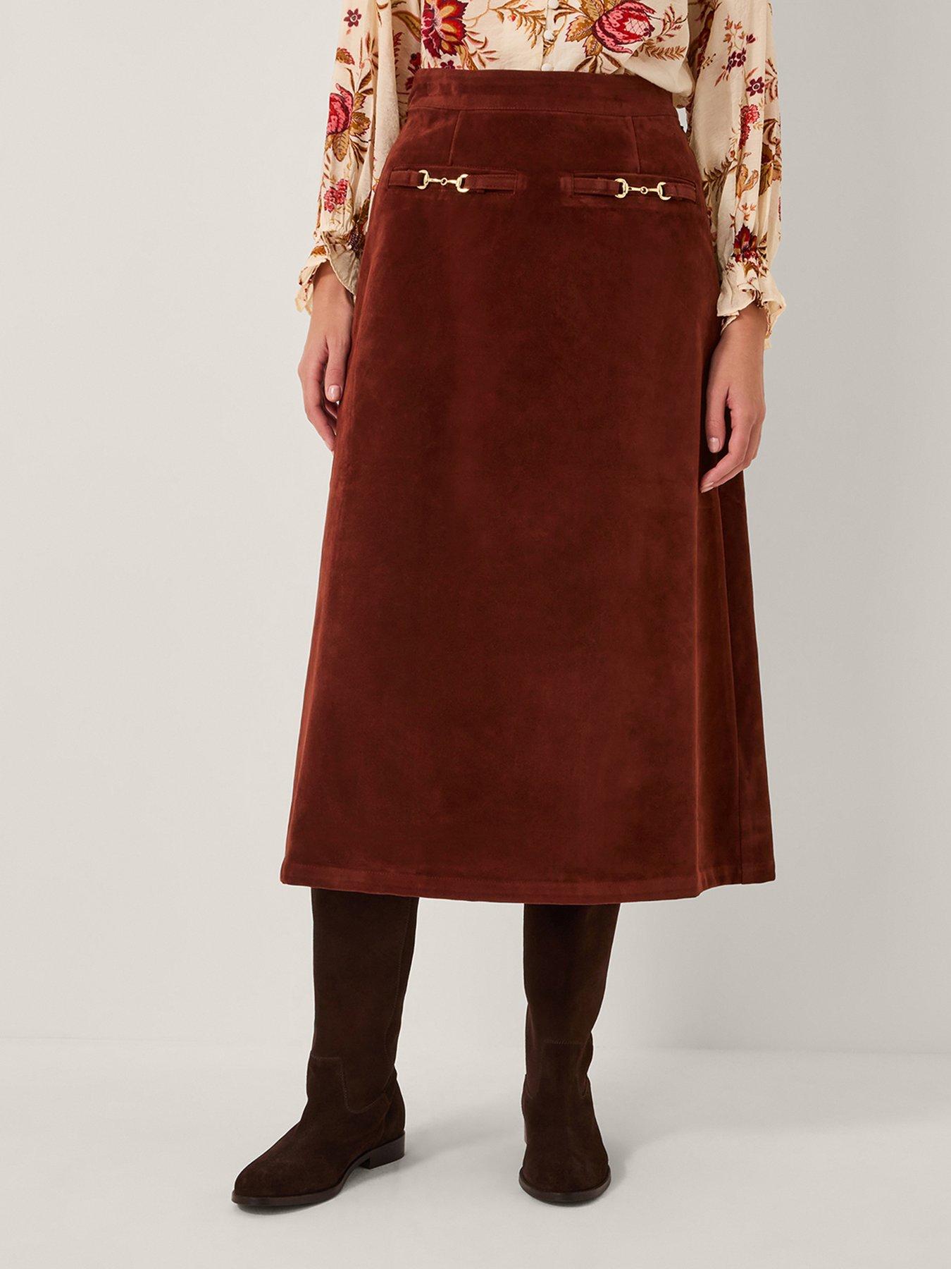 undefined Lana Suedette Skirt - Burgundy