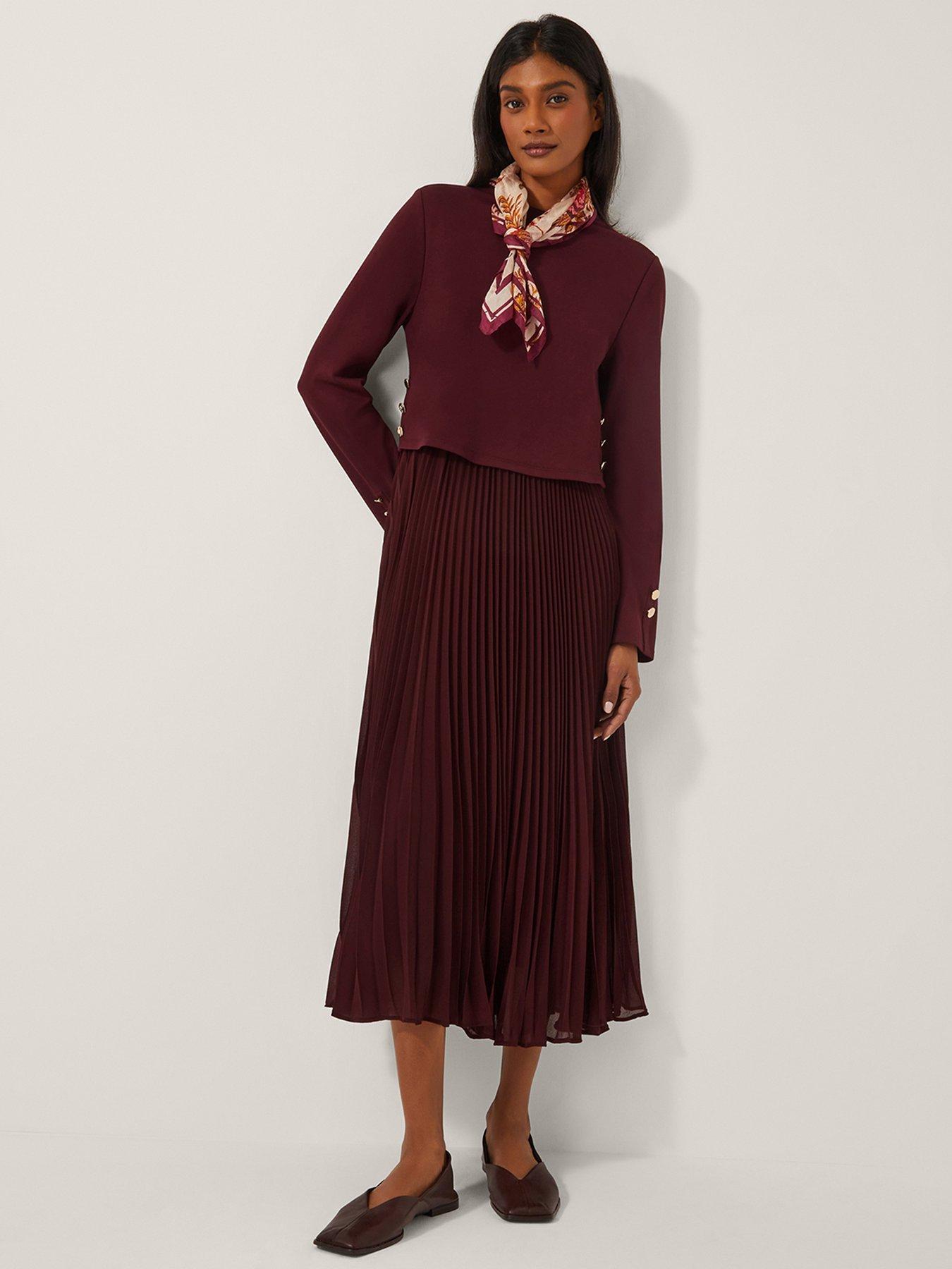 undefined Penny Pleat Dress - Aubergine