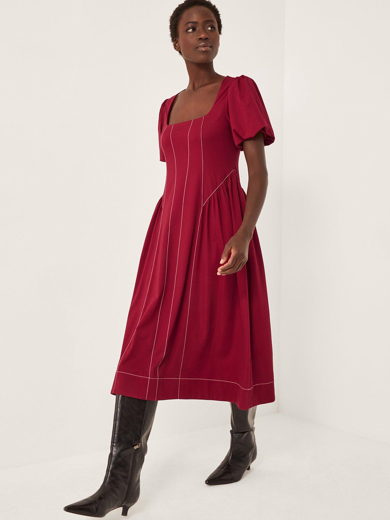 Monsoon Sapna Seamed Jersey Dress - Berry Red