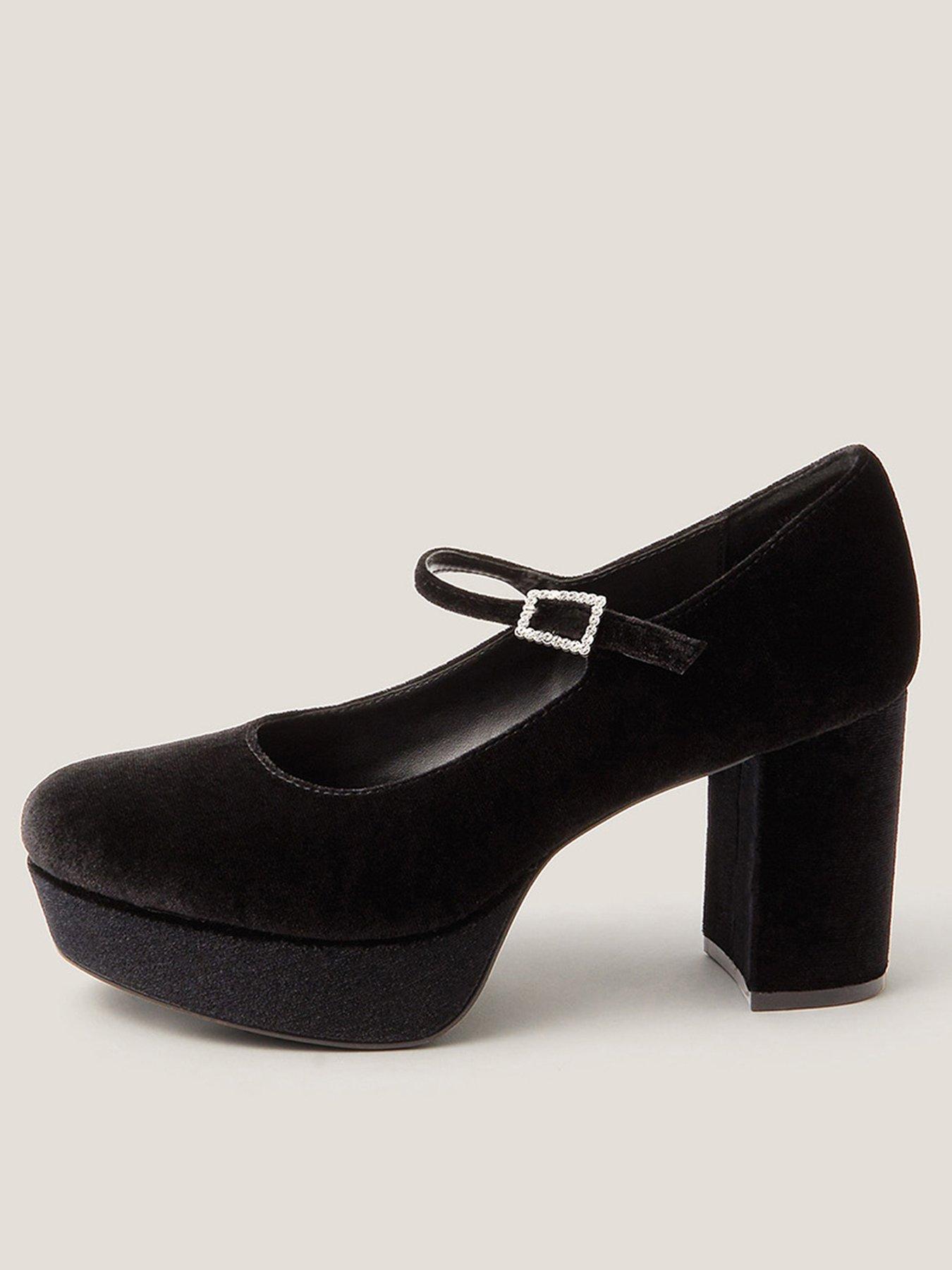 undefined Polly Velvet Maryjanes - Black