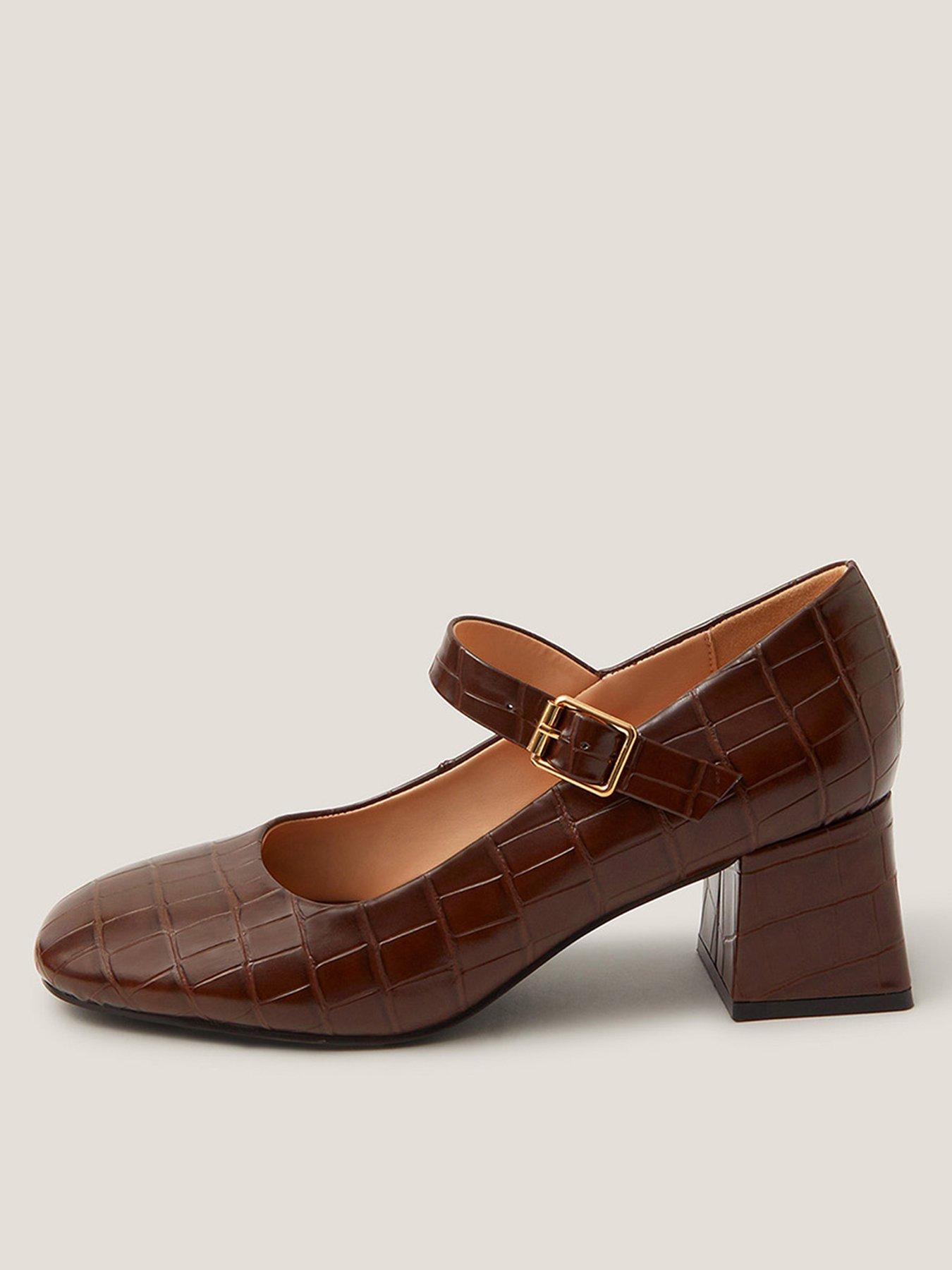 Monsoon Jill Moc Croc Maryjanes - Chocolate