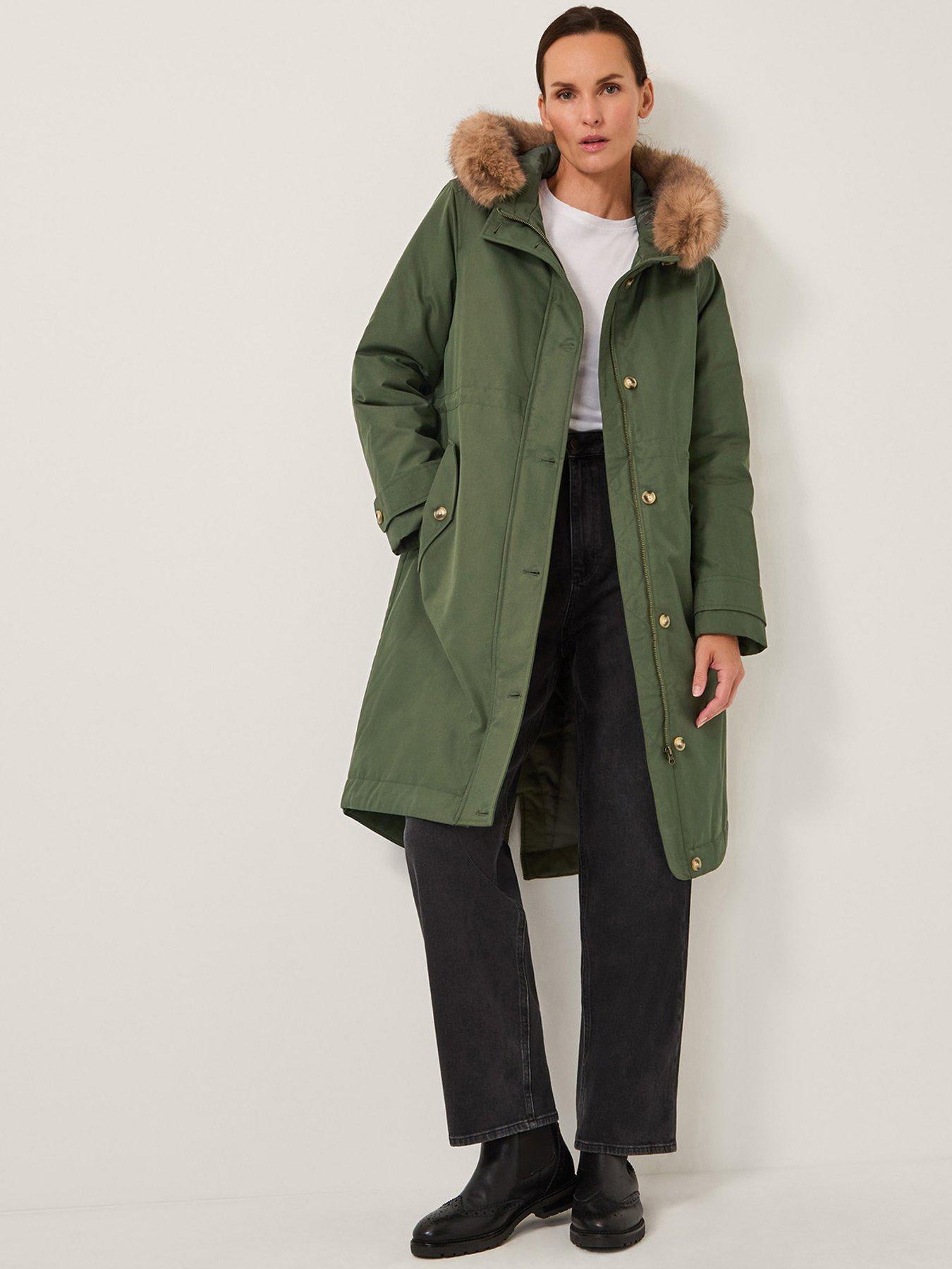 undefined Paula Faux Fur Parka - Khaki Green