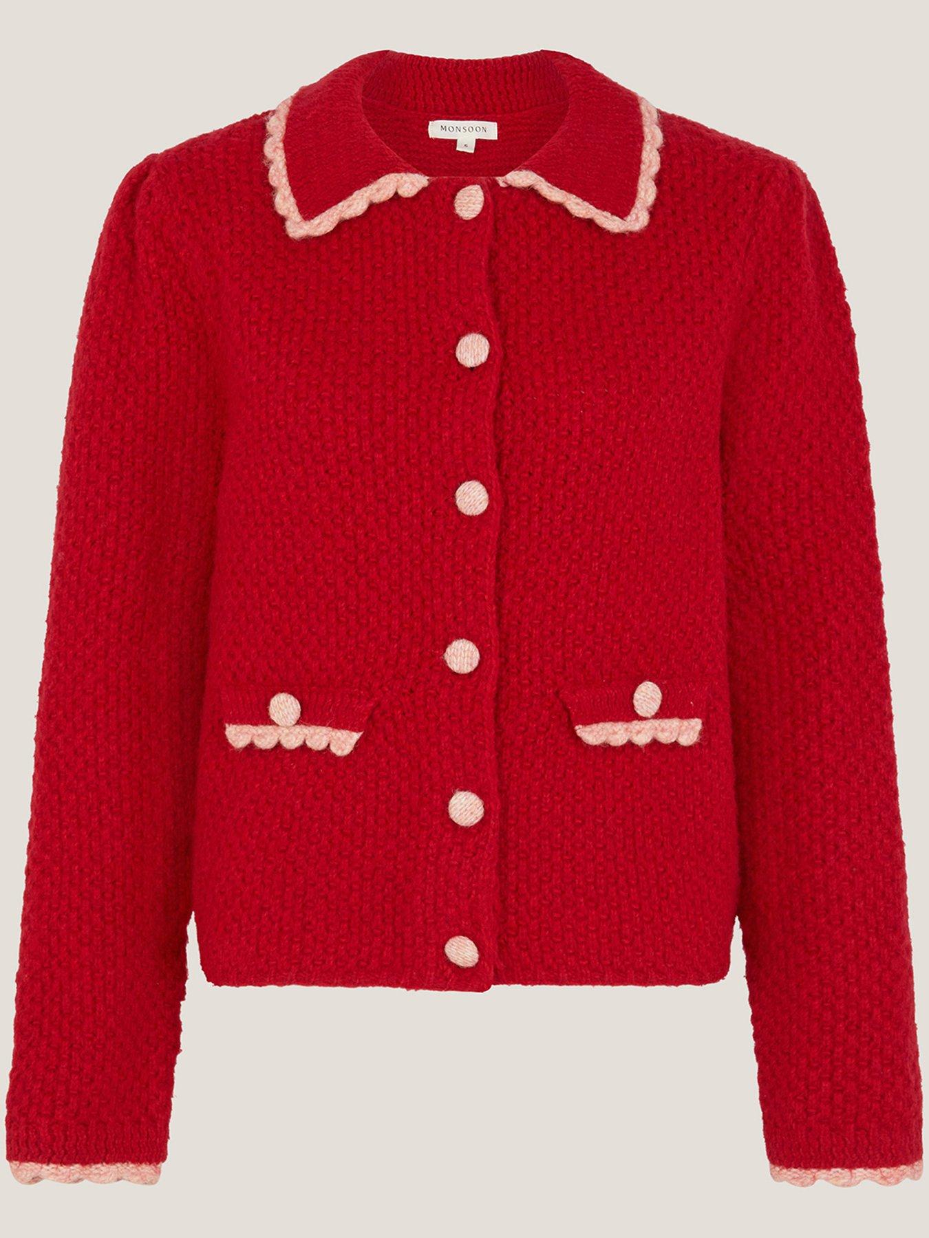 Image 3 of 5 of Monsoon Nina Knit Jacket - Red