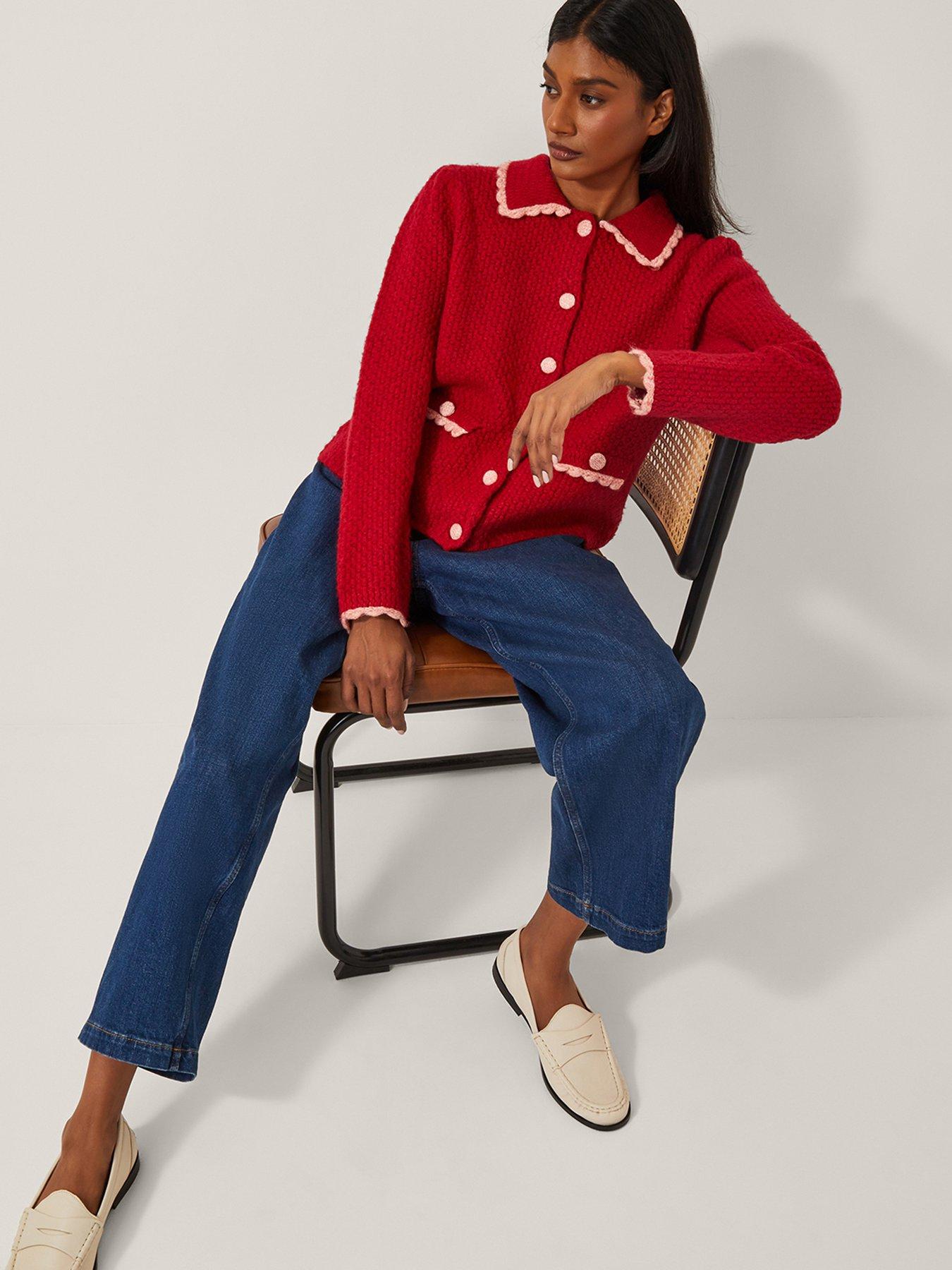 Image 4 of 5 of Monsoon Nina Knit Jacket - Red