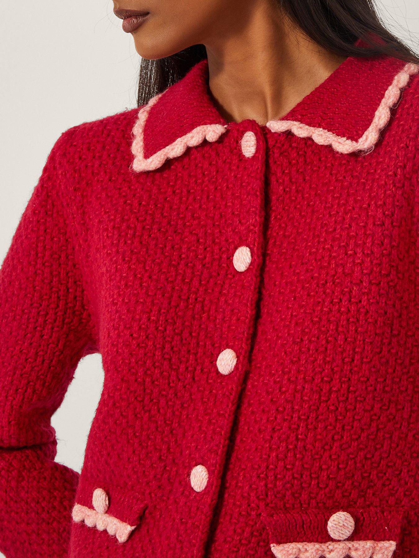 Image 5 of 5 of Monsoon Nina Knit Jacket - Red