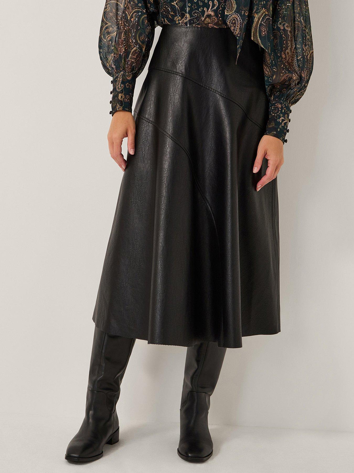 Image 1 of 5 of Monsoon Marnie Seam PU Skirt - Black