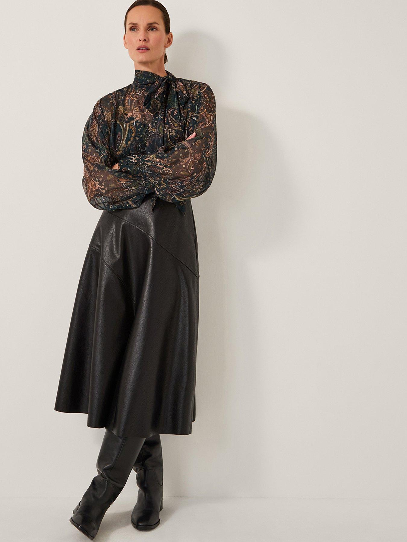 Image 4 of 5 of Monsoon Marnie Seam PU Skirt - Black