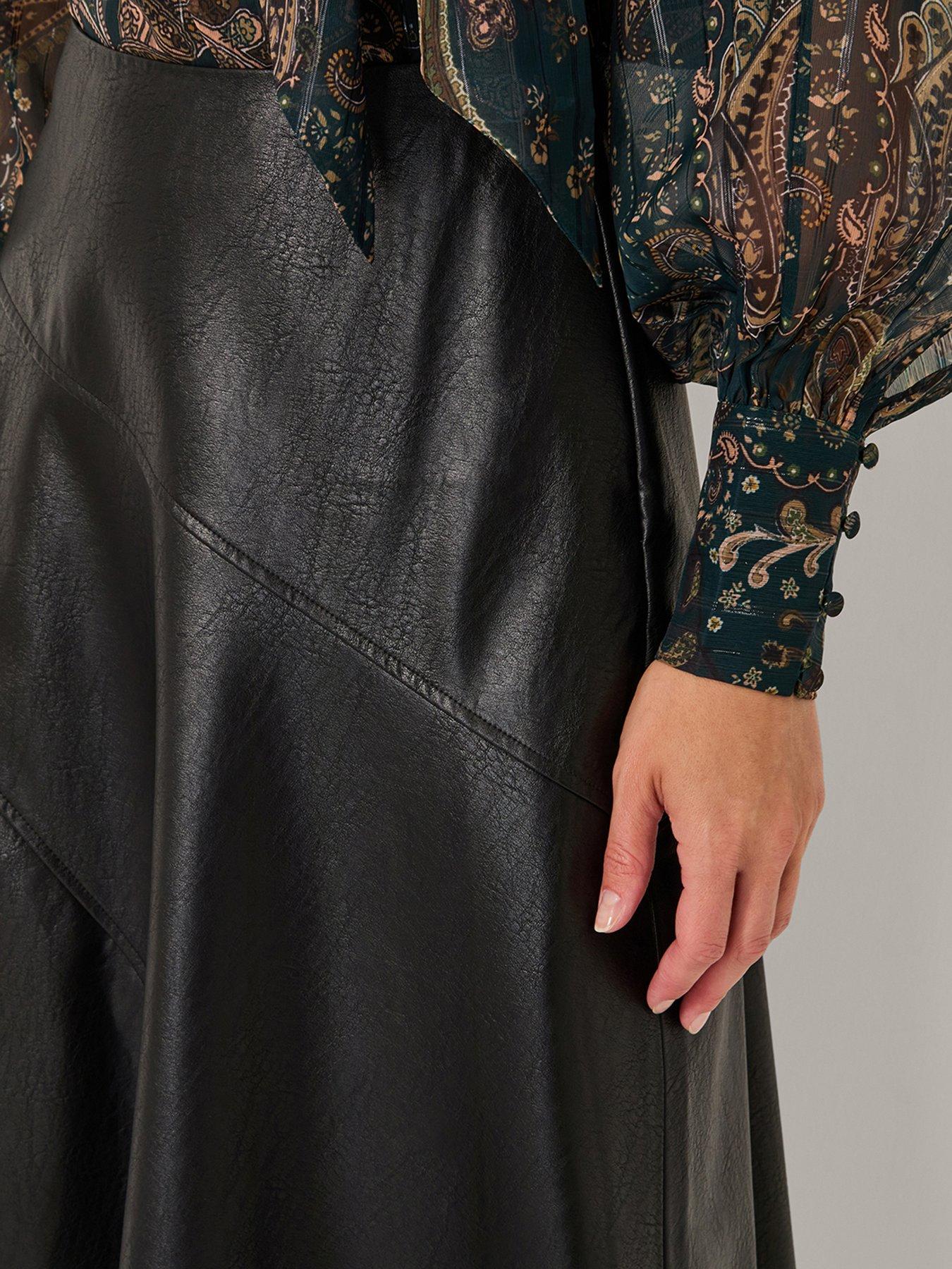 Image 5 of 5 of Monsoon Marnie Seam PU Skirt - Black