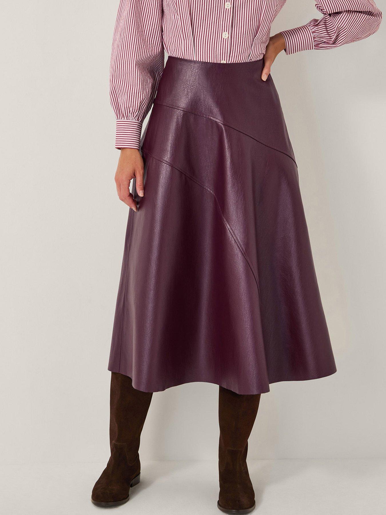 undefined Marnie Seam Pu Skirt - Burgundy