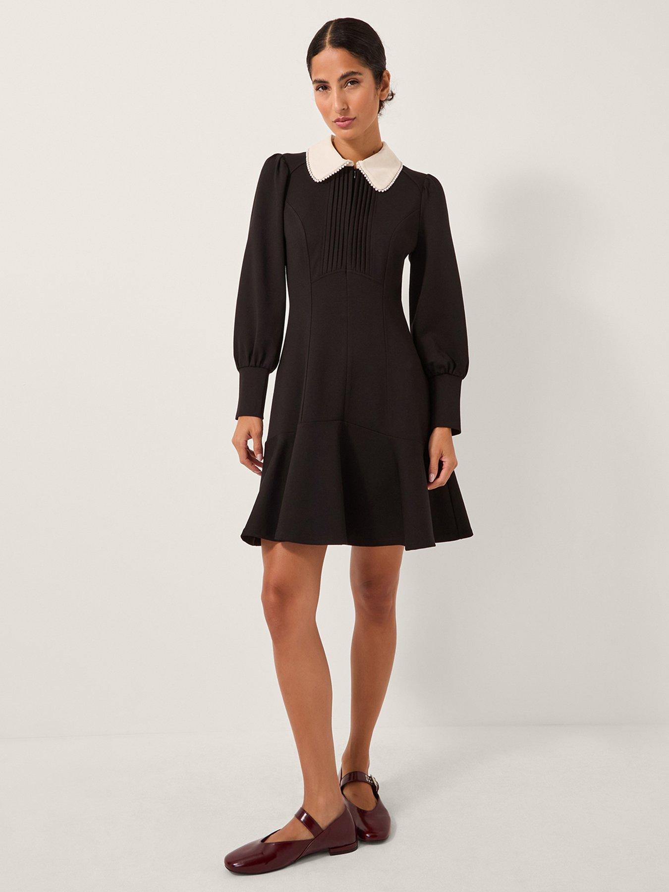 Monsoon Priya Ponte Collar Dress Black Very