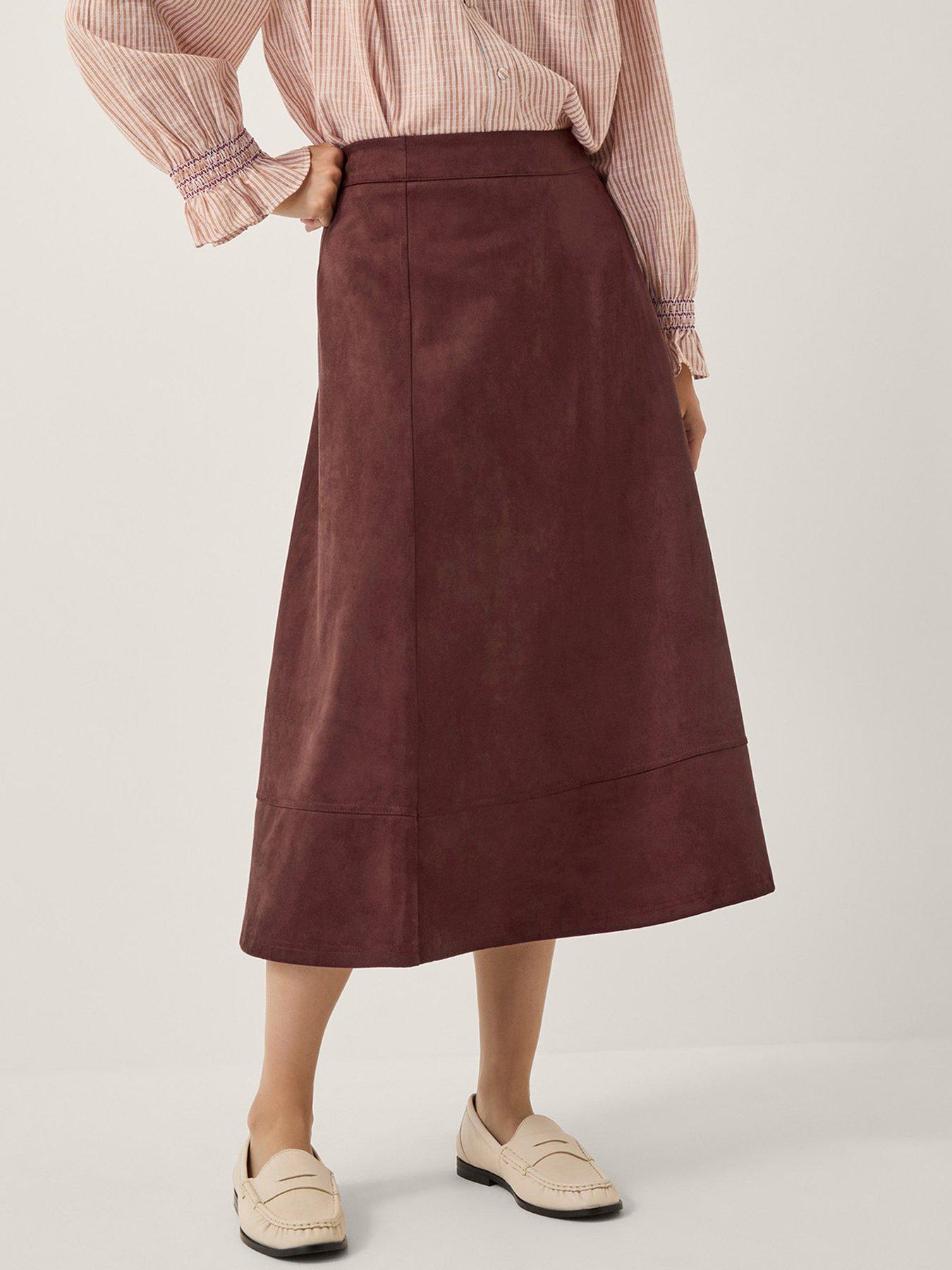 undefined Rowan Suedette Skirt - Chocolate