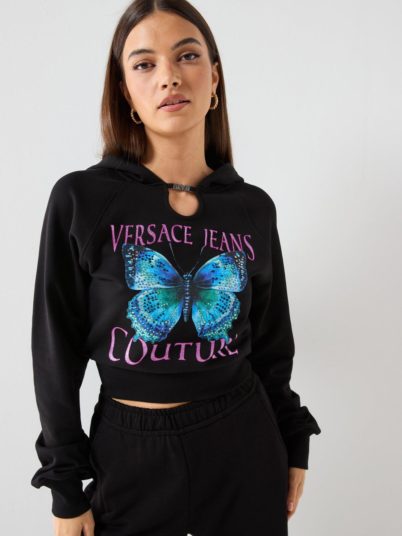 Image 4 of 5 of Versace Jeans Couture Butterfly Logo Hoodie - Black