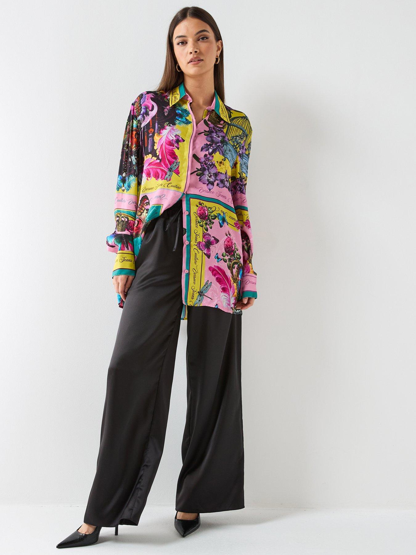 Image 1 of 5 of Versace Jeans Couture Printed Placed Long Sleeve Shirt - Pink