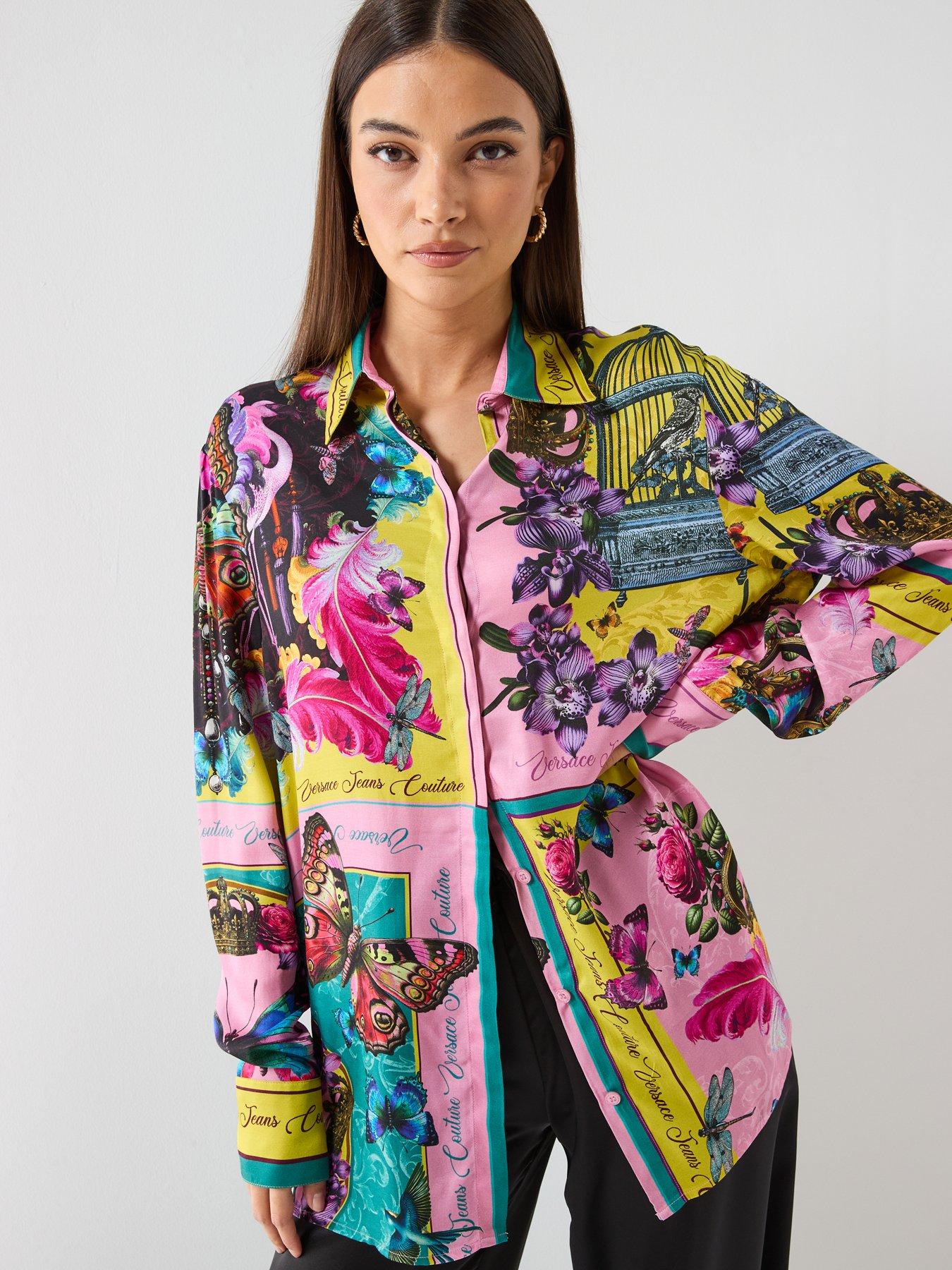 Image 4 of 5 of Versace Jeans Couture Printed Placed Long Sleeve Shirt - Pink