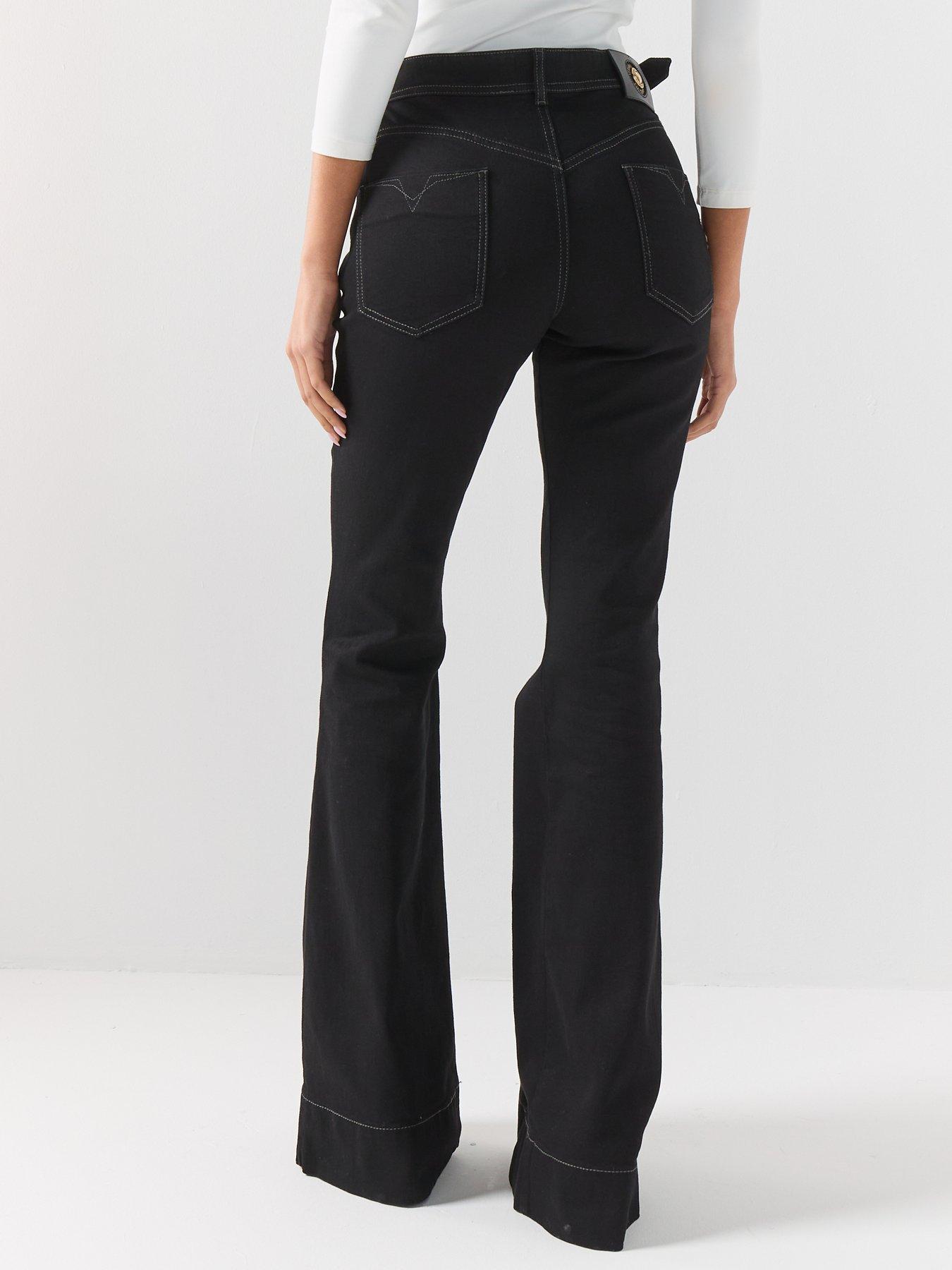 Image 2 of 6 of Versace Jeans Couture Buckle Pocket Flared Jeans