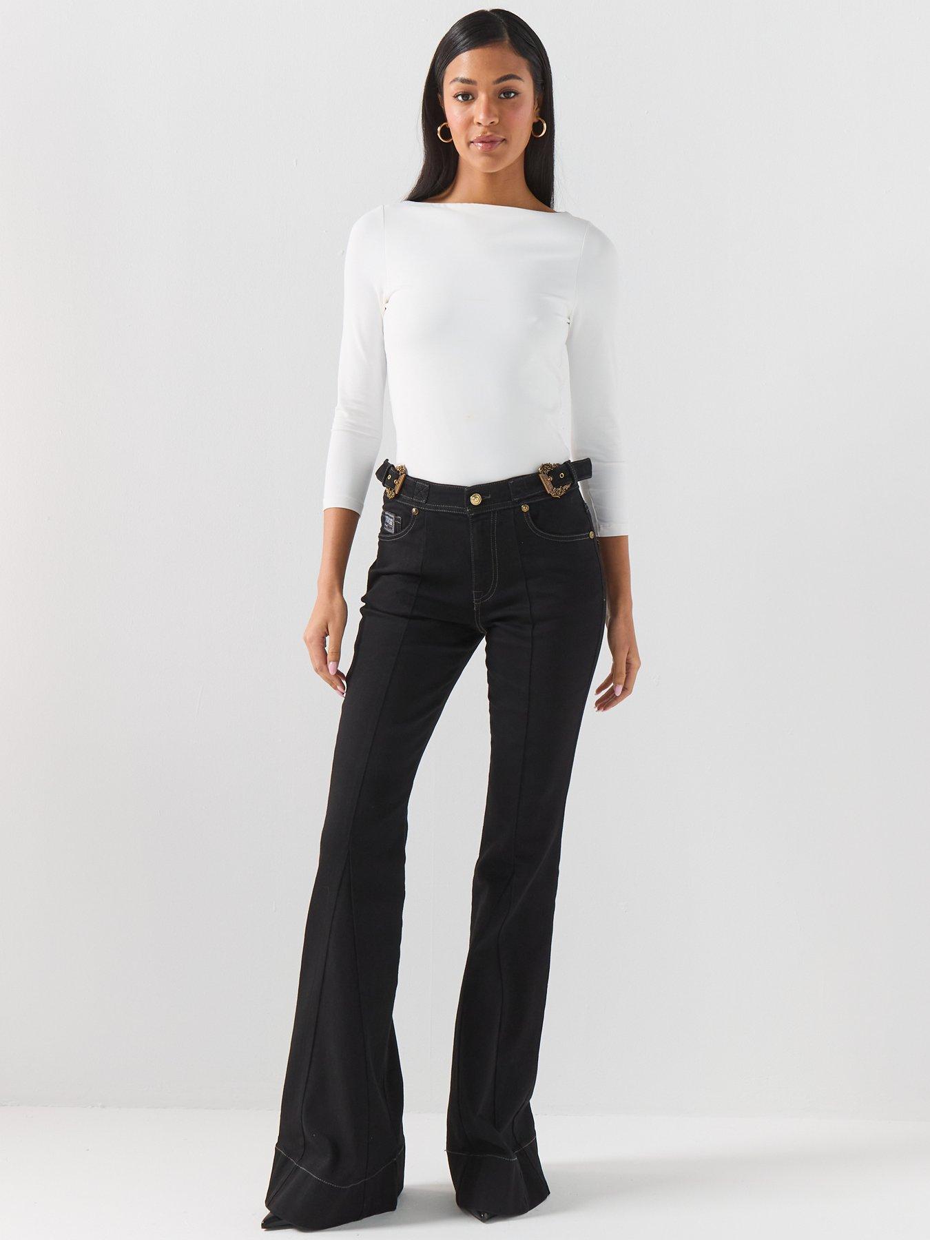 Image 3 of 6 of Versace Jeans Couture Buckle Pocket Flared Jeans