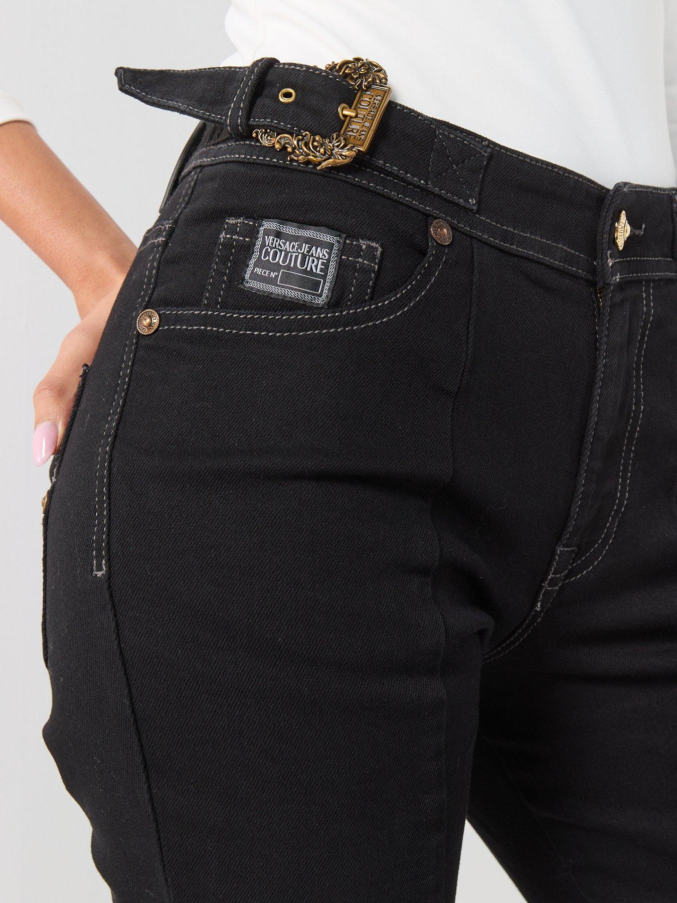 Image 4 of 6 of Versace Jeans Couture Buckle Pocket Flared Jeans