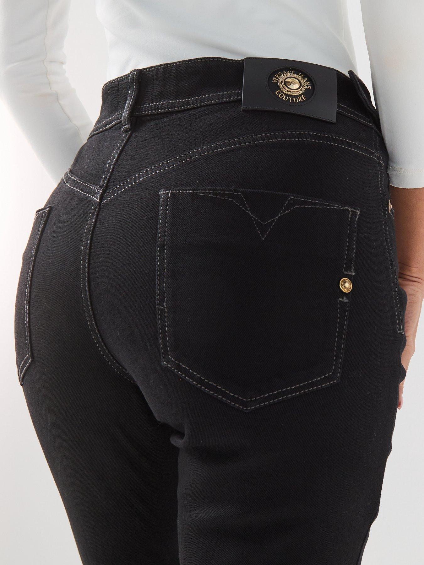 Image 5 of 6 of Versace Jeans Couture Buckle Pocket Flared Jeans