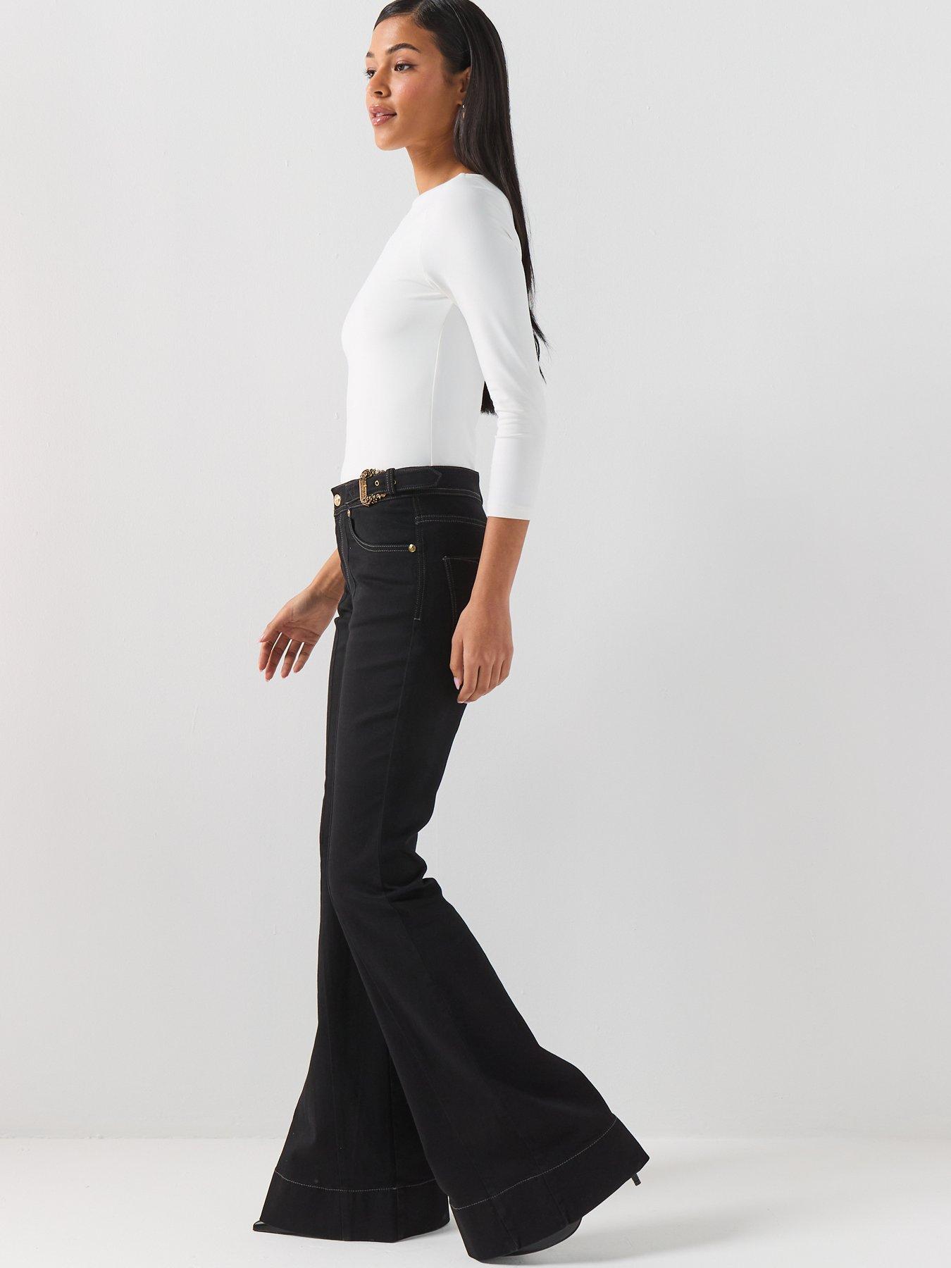 Image 6 of 6 of Versace Jeans Couture Buckle Pocket Flared Jeans