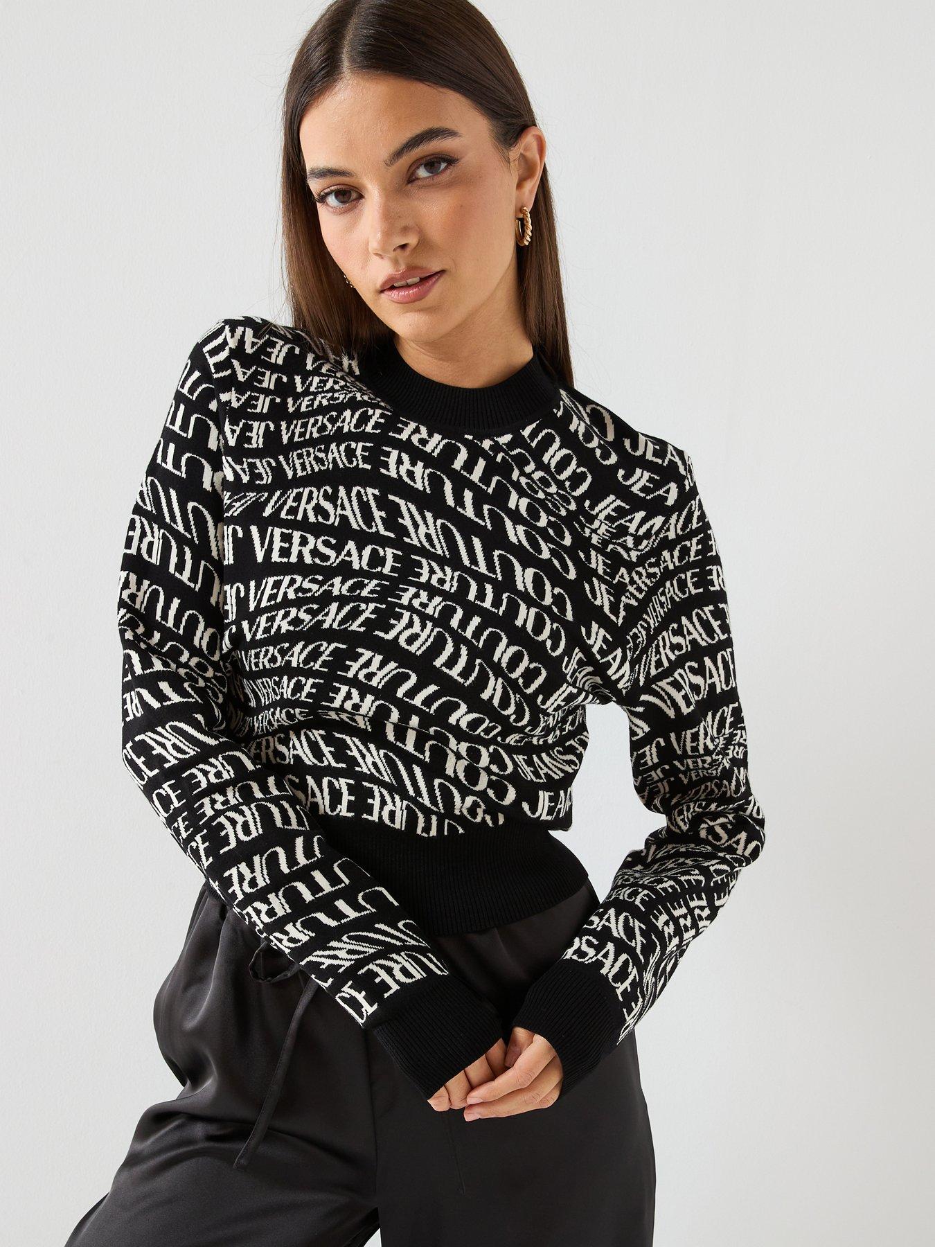 Versace Jeans Couture Liquify Logomania Knit Jumper - Black | Very
